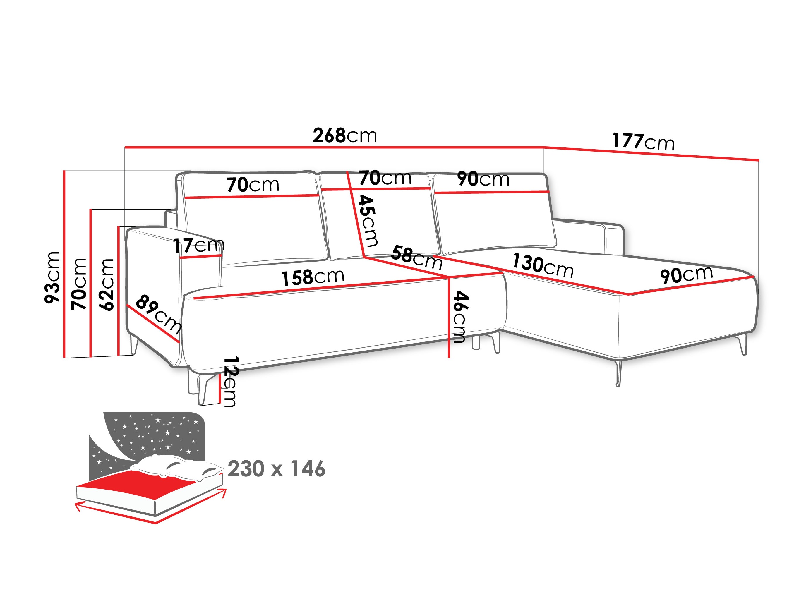 Corner sofa ComfiDream Lyraion (Castel 79)