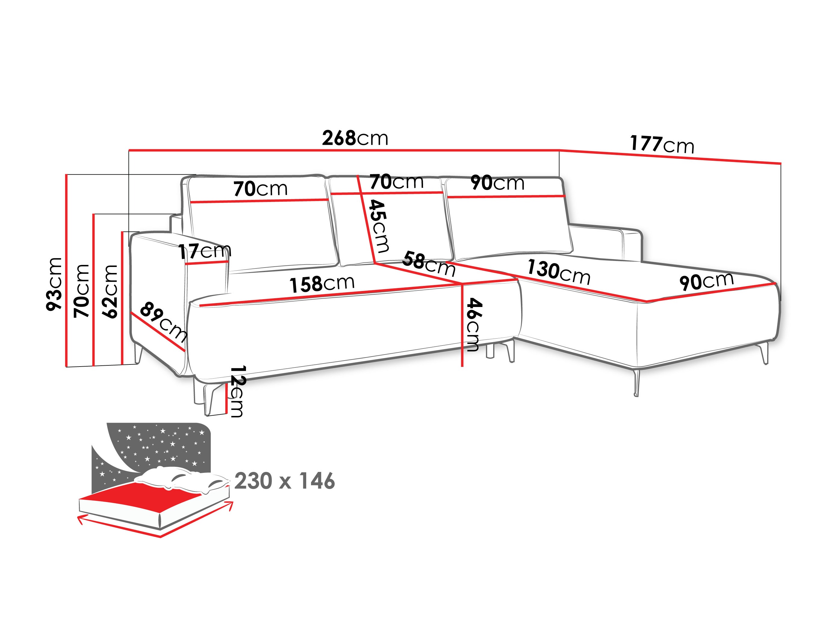 Corner sofa ComfiDream Lyraion (Castel 82)