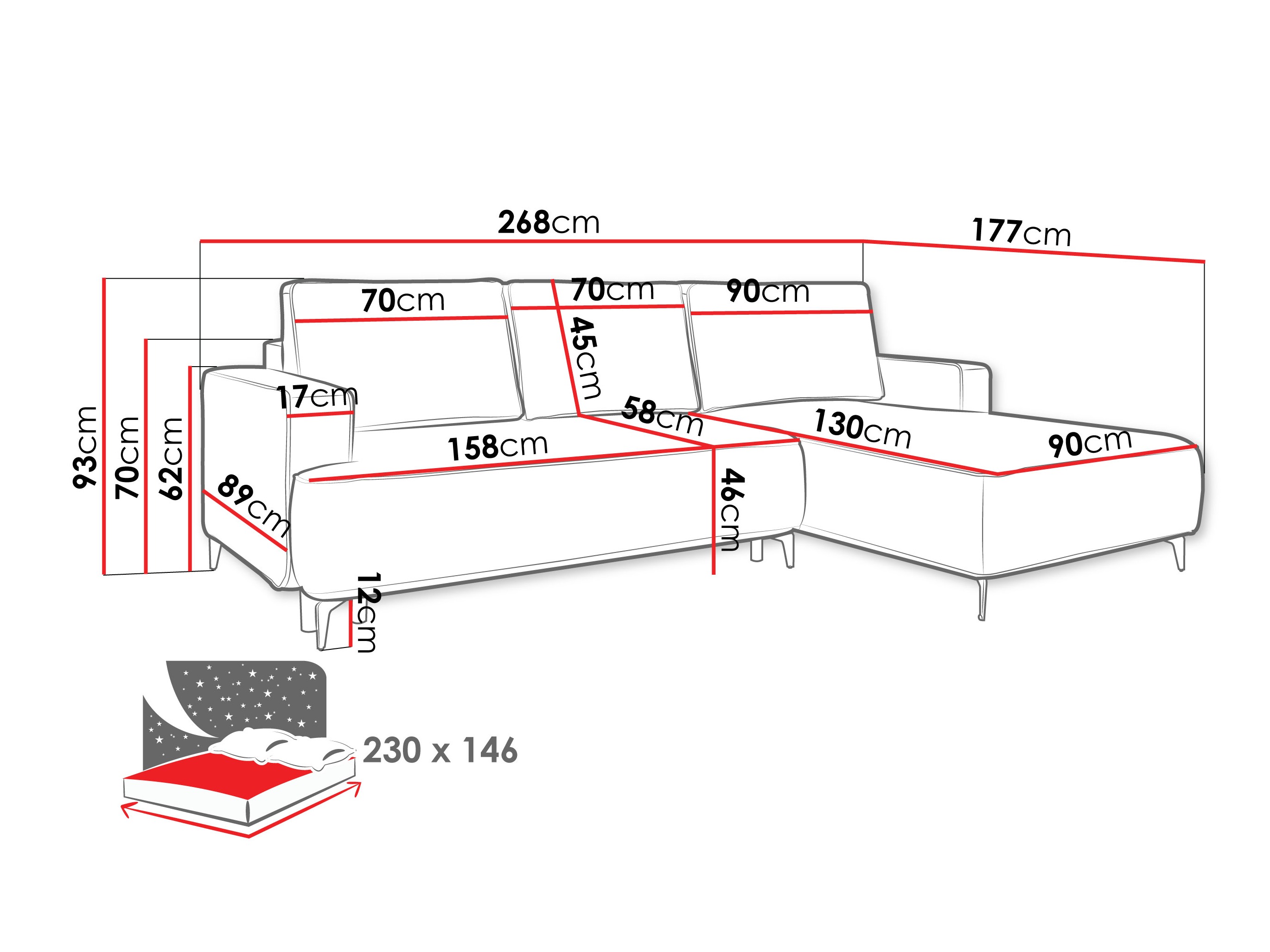 Corner sofa ComfiDream Lyraion (Castel 93)