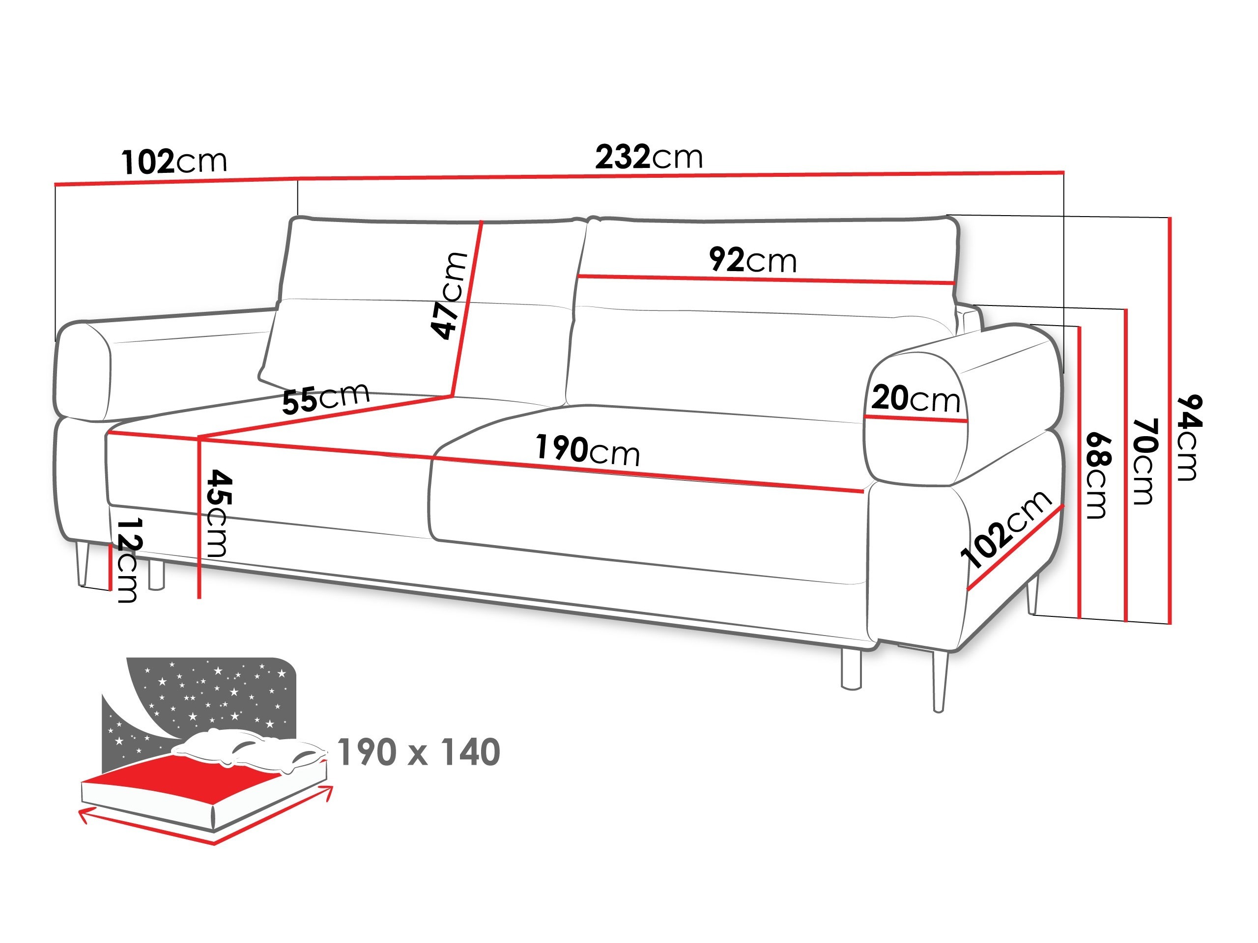 Sofa bed ComfiDream Celel (Blur 19)