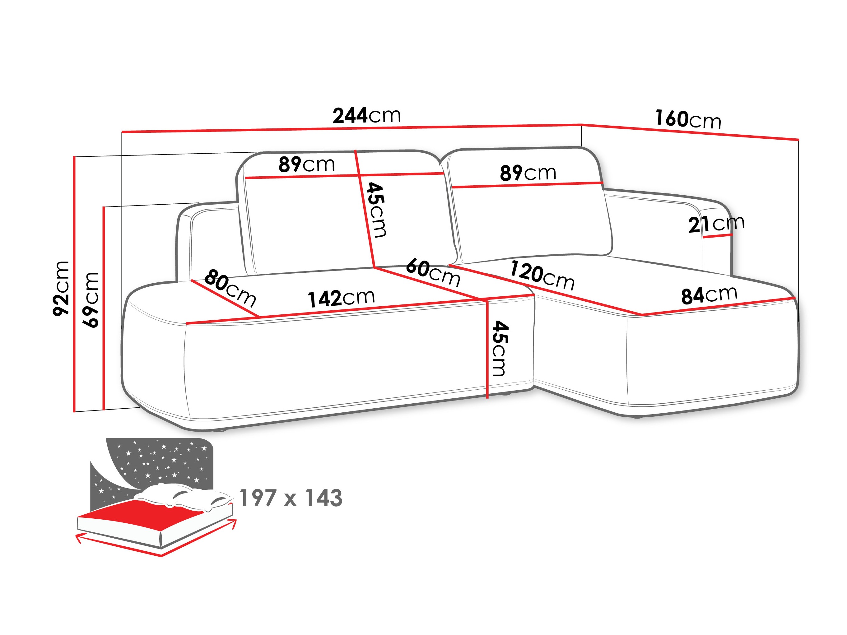 Corner sofa ComfiDream Celena (Perfect Harmony 39)