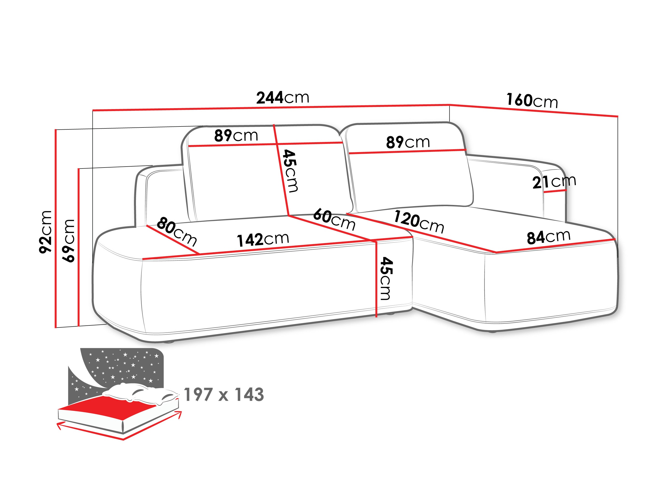 Corner sofa ComfiDream Celena (Perfect Harmony 39)