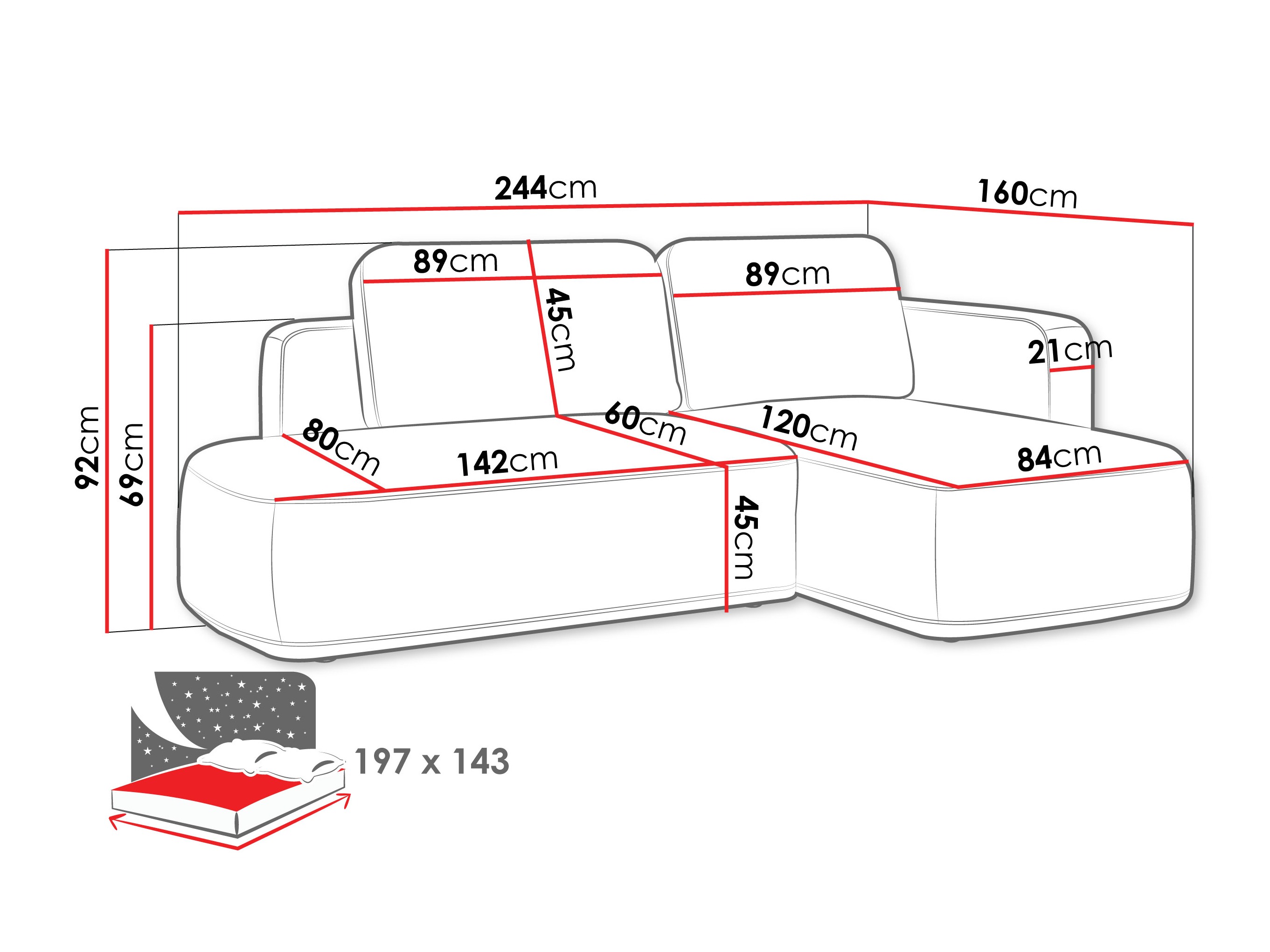 Corner sofa ComfiDream Celena (Perfect Harmony 63)