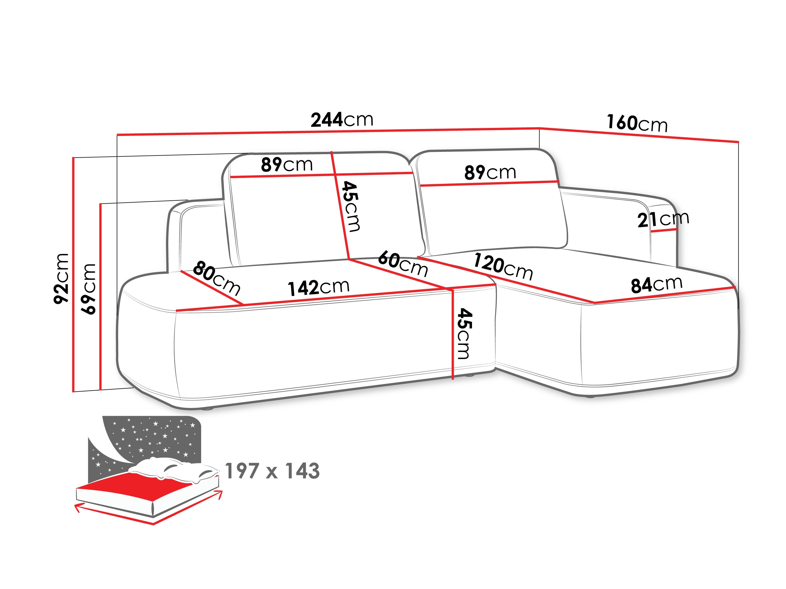 Corner sofa ComfiDream Celena (Perfect Harmony 63)