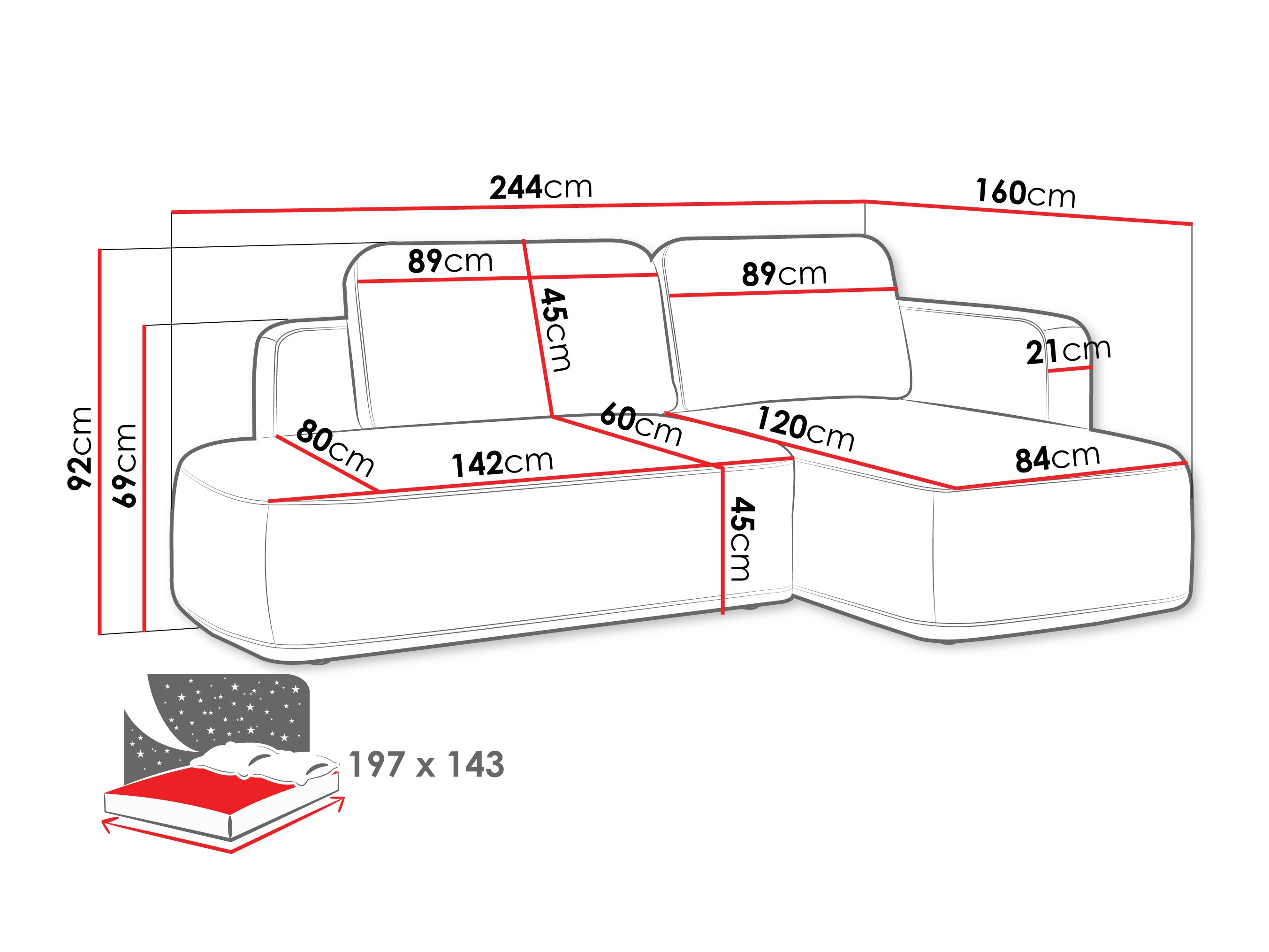 Corner sofa ComfiDream Celena (Perfect Harmony 77)