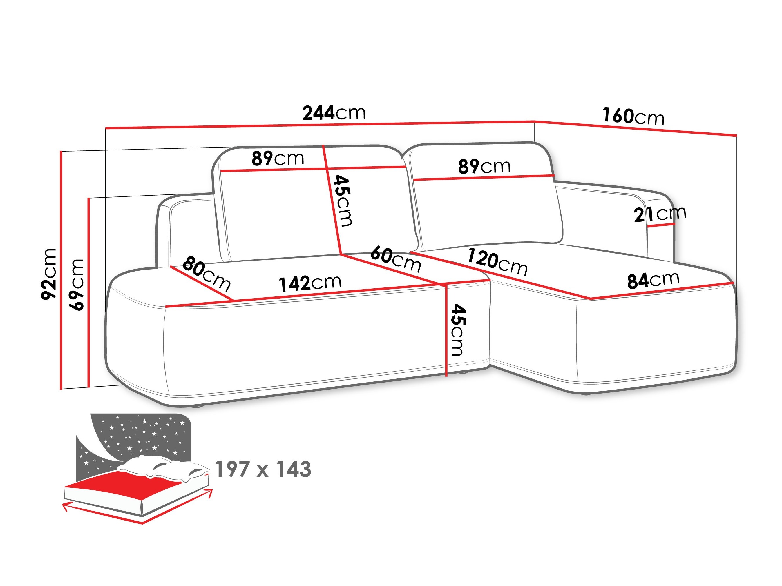 Corner sofa ComfiDream Celena (Perfect Harmony 77)