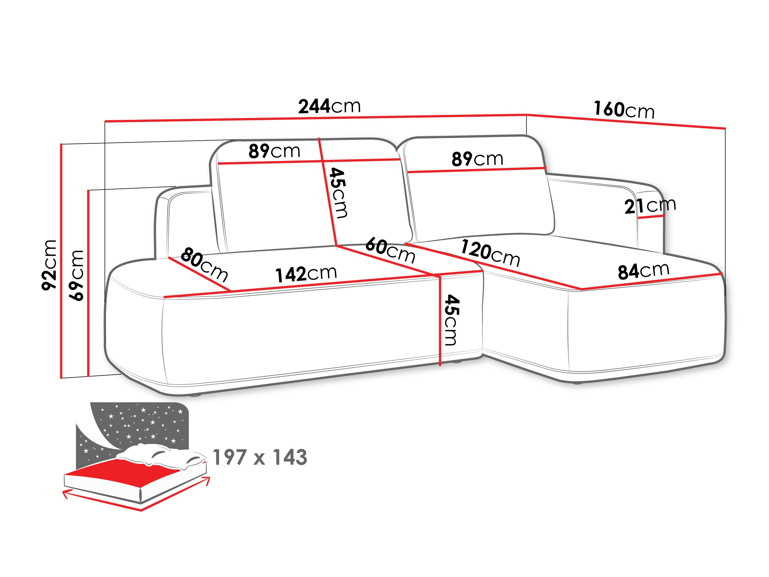 Corner sofa ComfiDream Celena (Perfect Harmony 82)