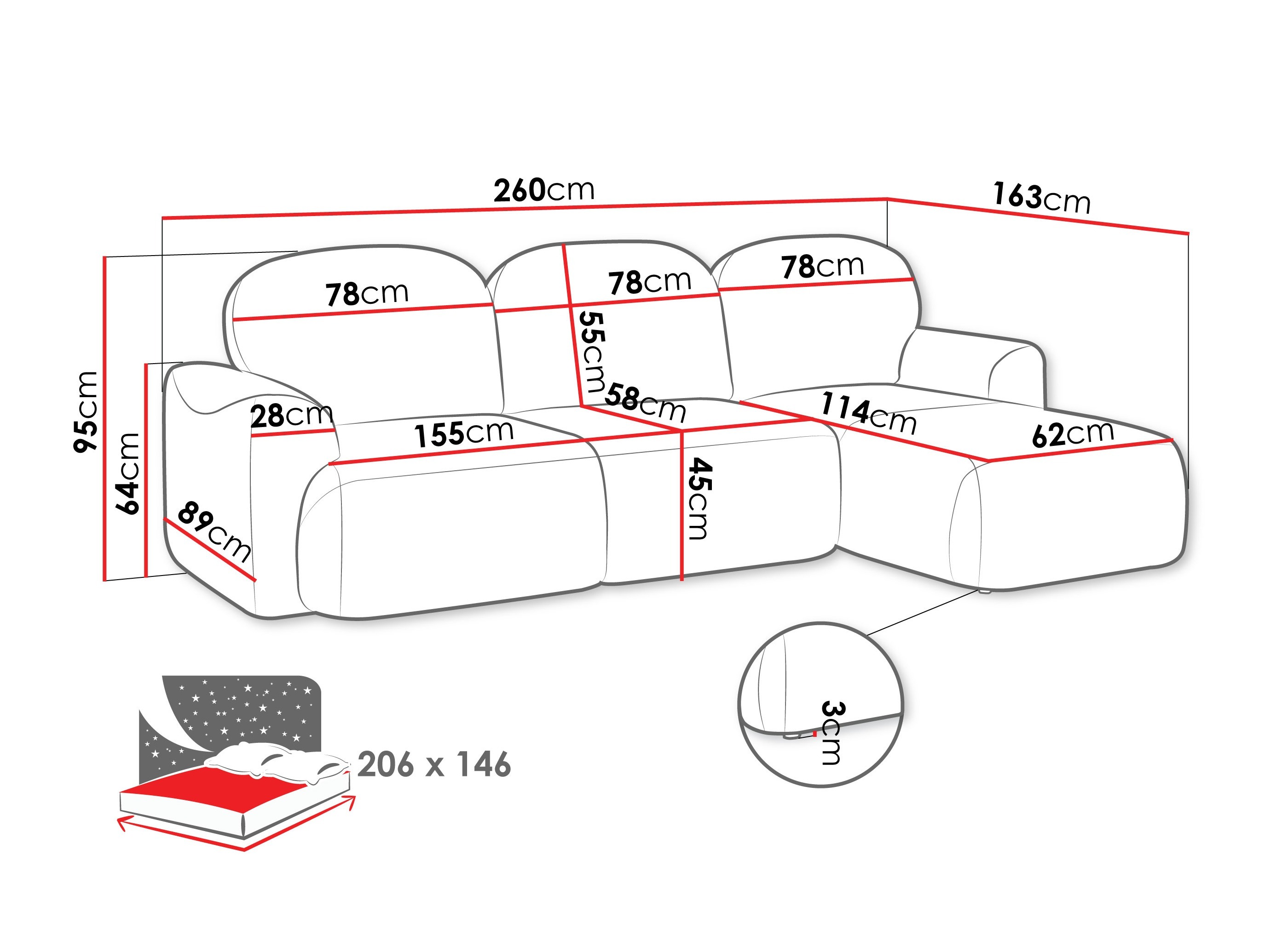 Corner sofa ComfiDream Fjoruna (Cremona 96)