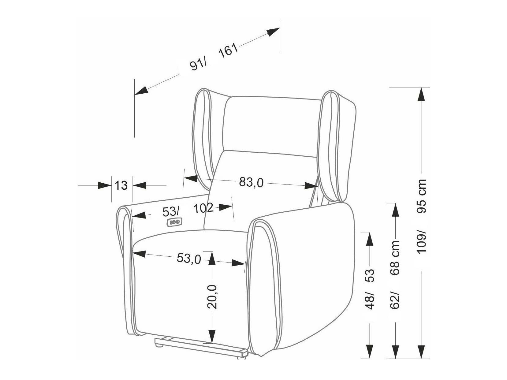 Armchair recliner Houston 1978 (Beige)