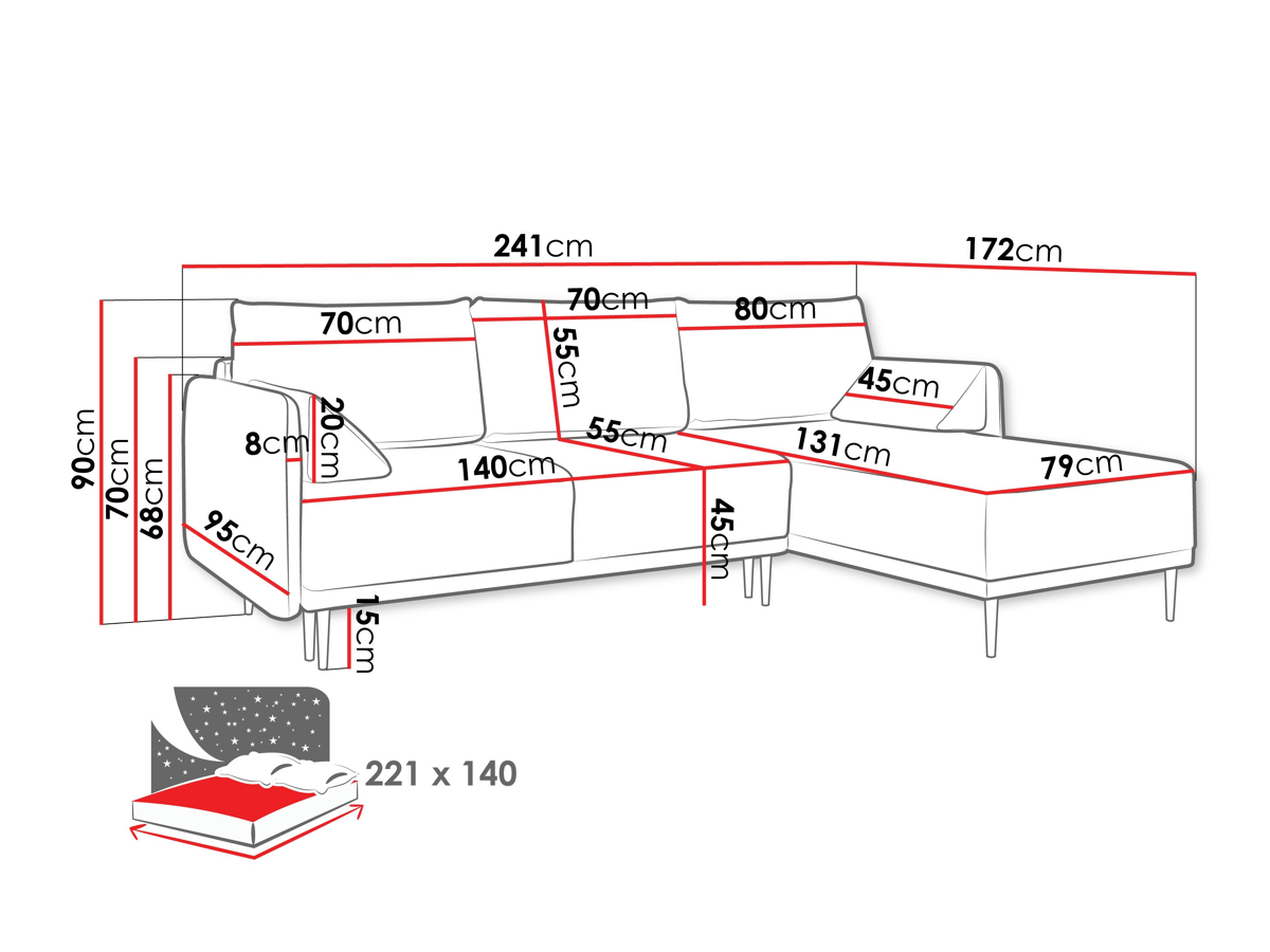 Corner sofa ComfiDream 204 (Sicuro 10)