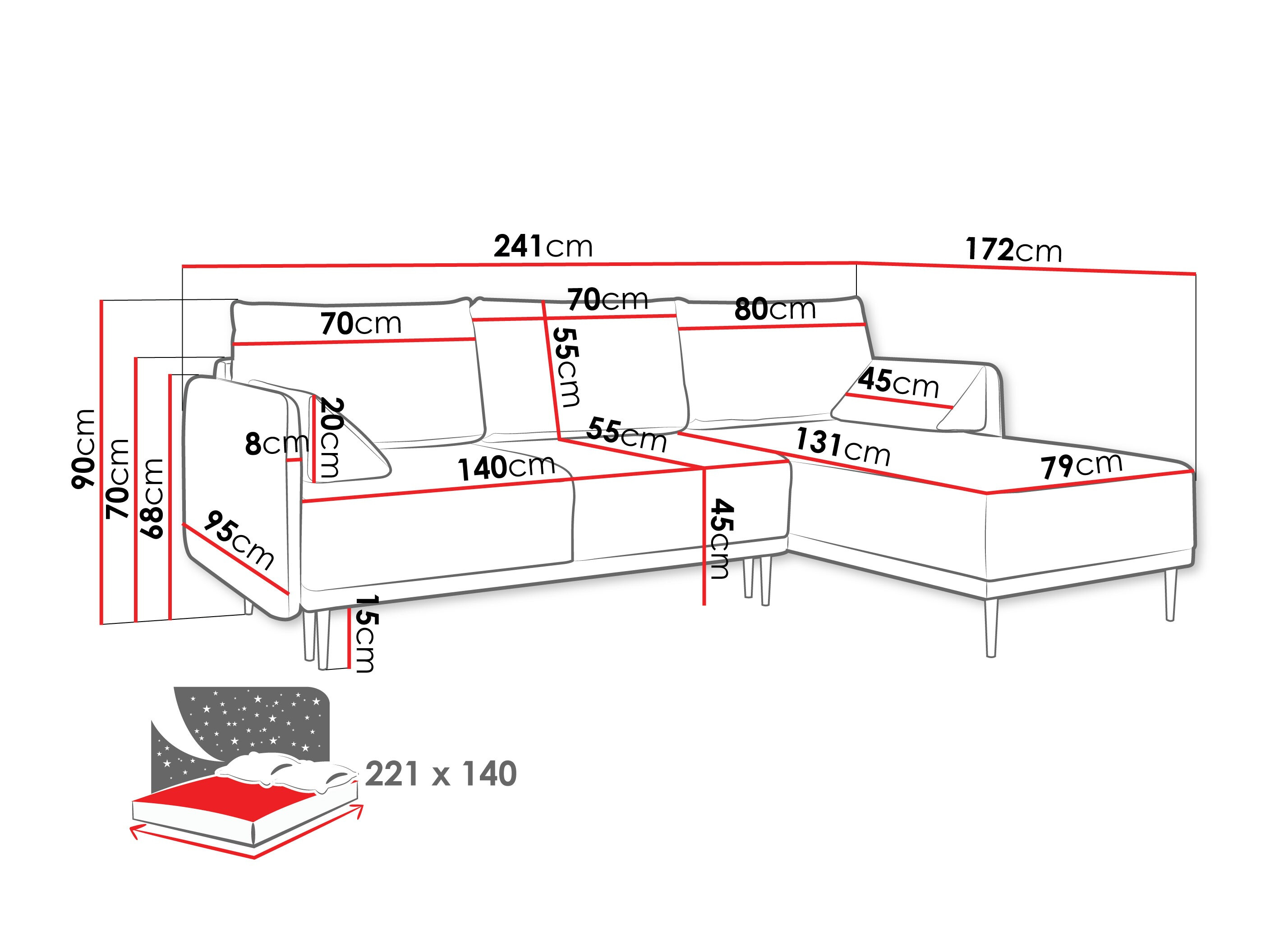 Corner sofa ComfiDream Clarora (Sicuro 10)