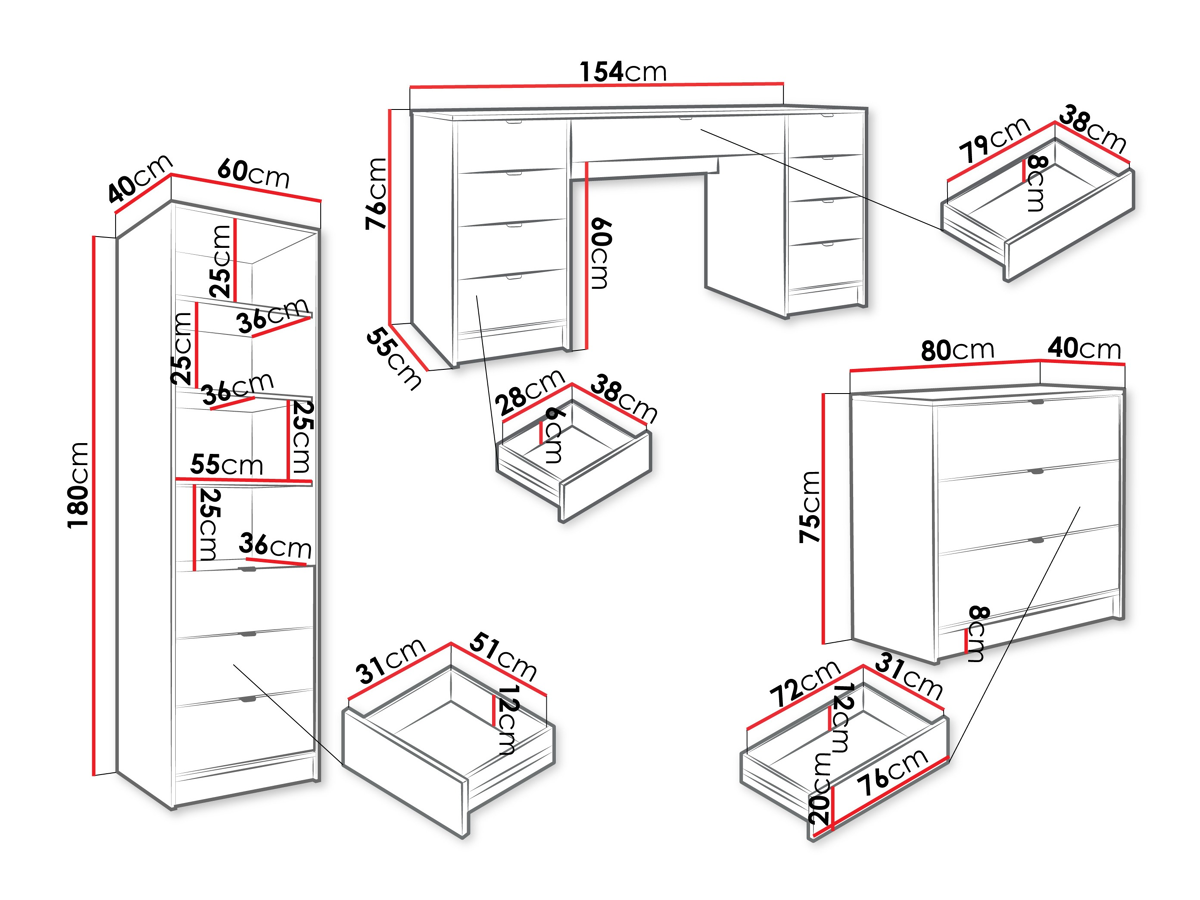Home office set Comfivo Larmire 121 (Black)