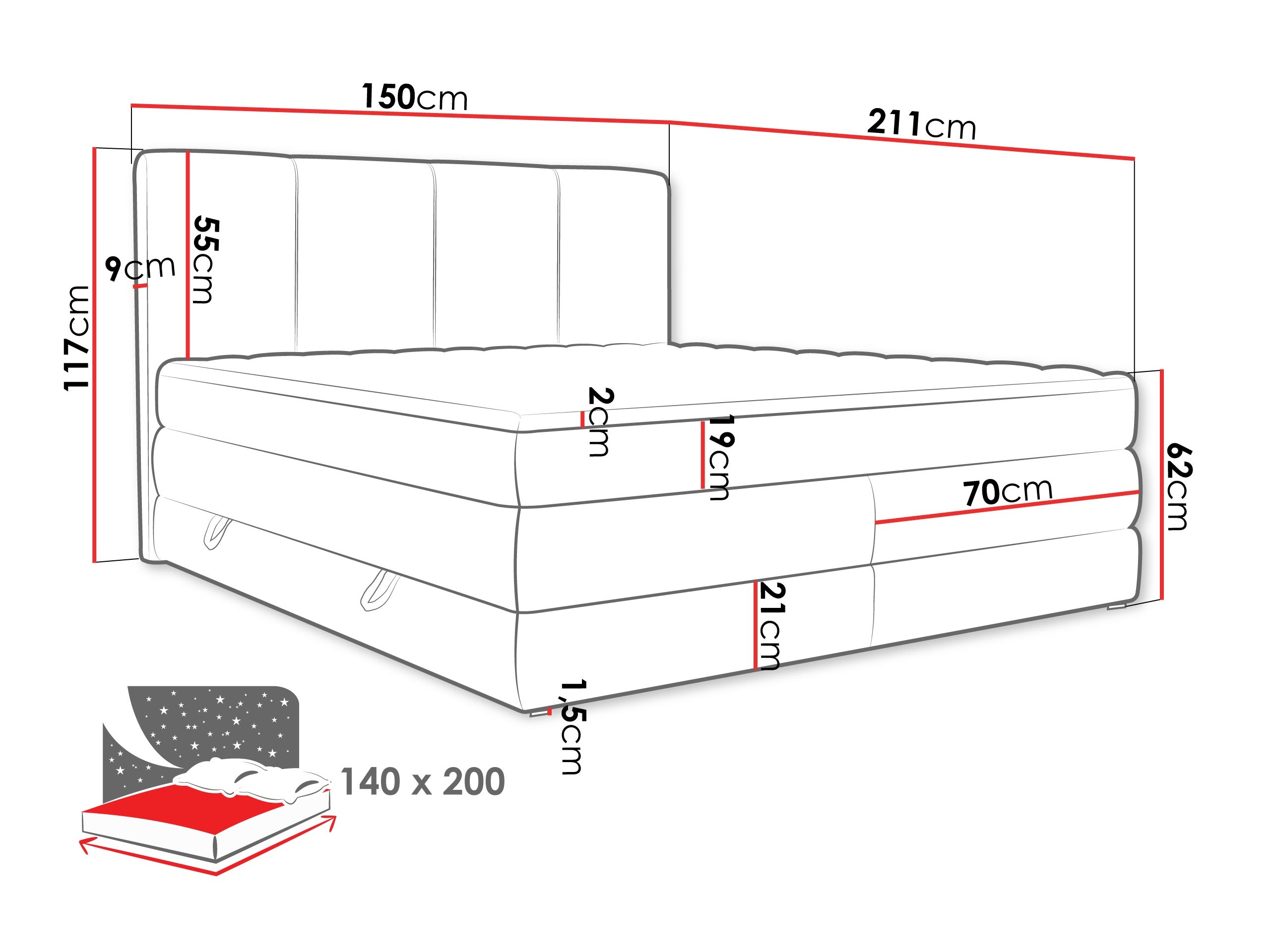 Continental bed ComfiDream 205 (Onega 14)