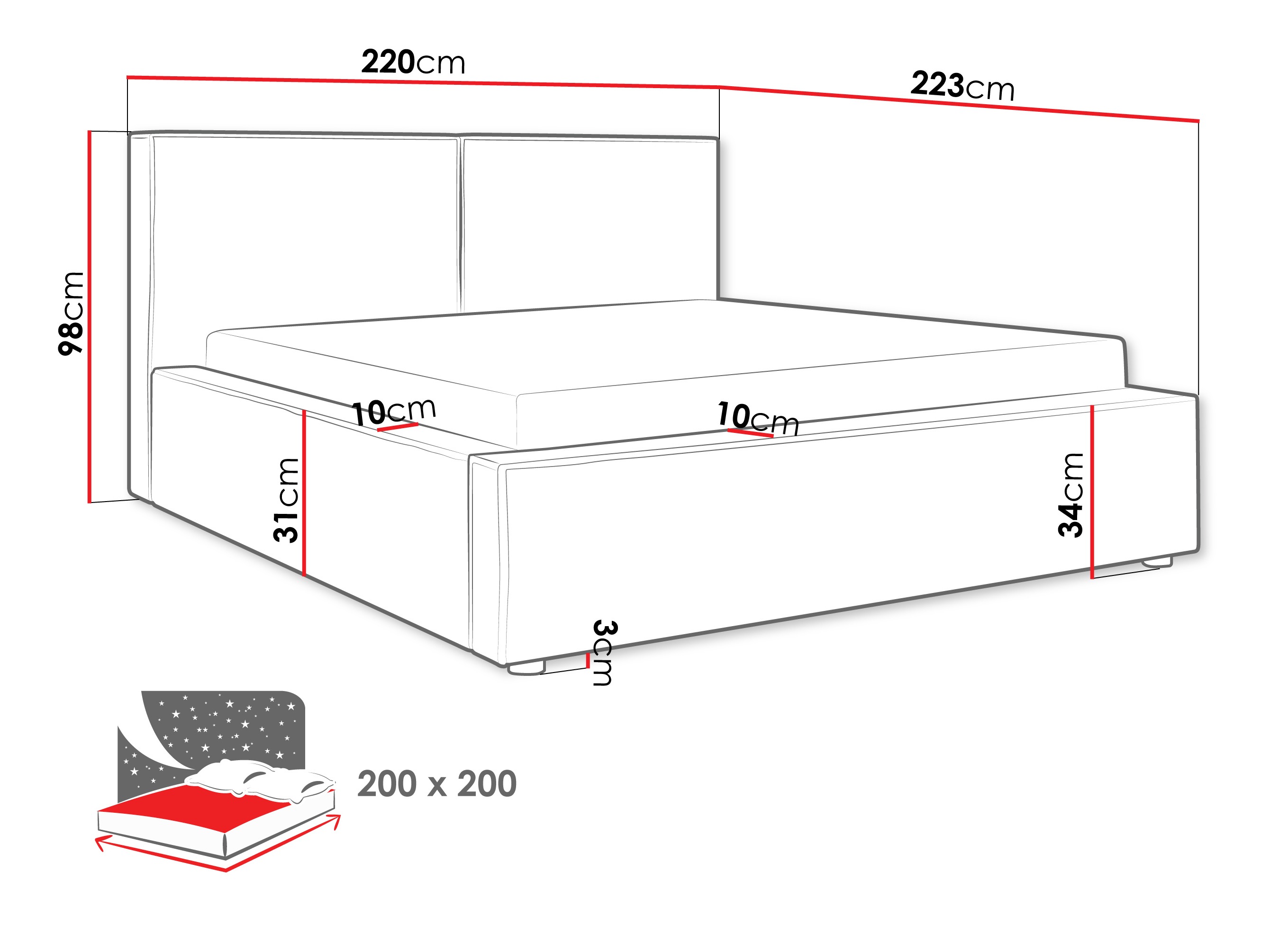 Bed TrendyNest 117 (Coral 55)