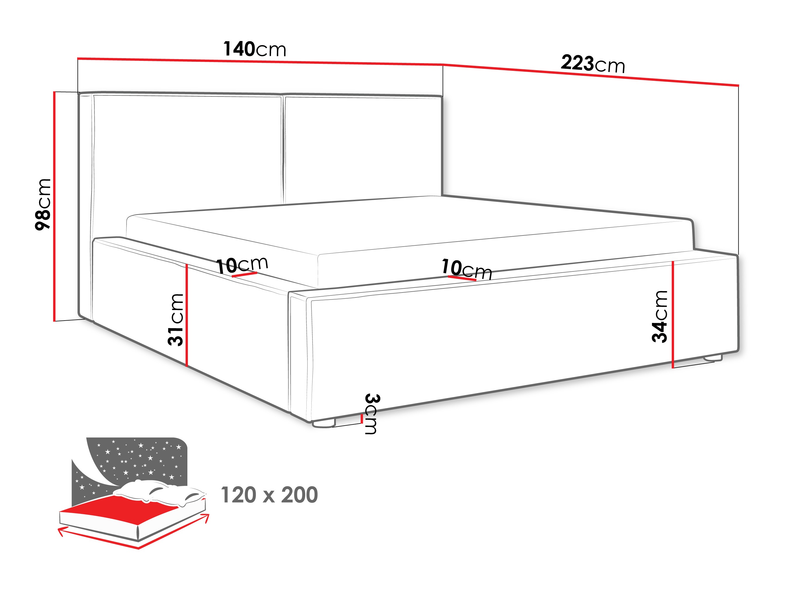 Bed TrendyNest Pelagia (Coral 15)