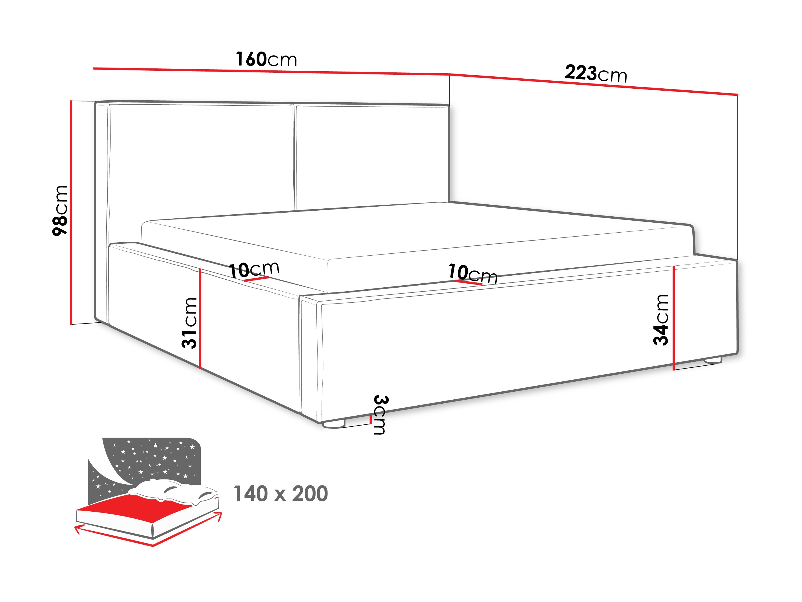Bed TrendyNest Pelagia (Coral 15)