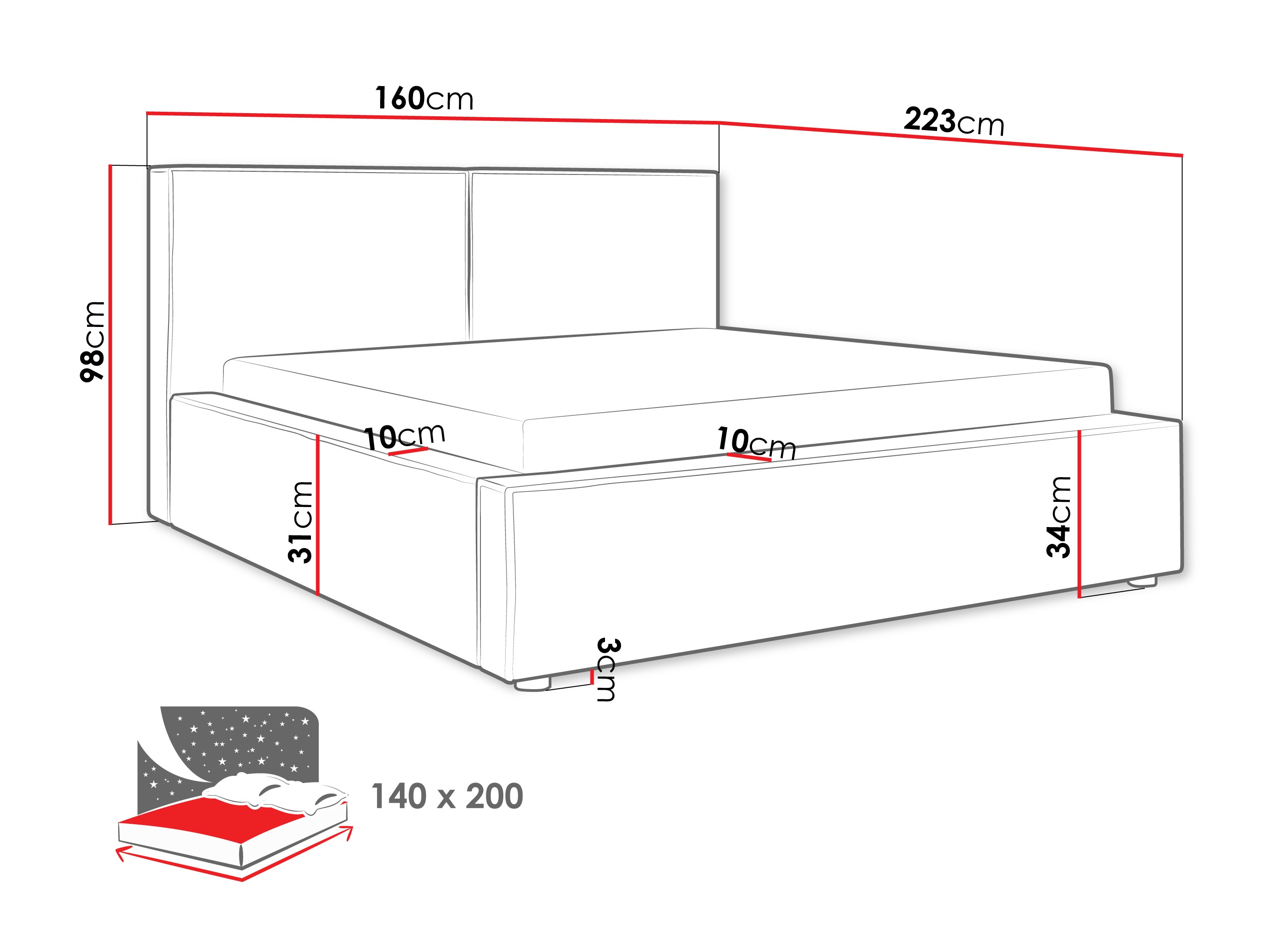 Bed TrendyNest Pelagia (Coral 50)