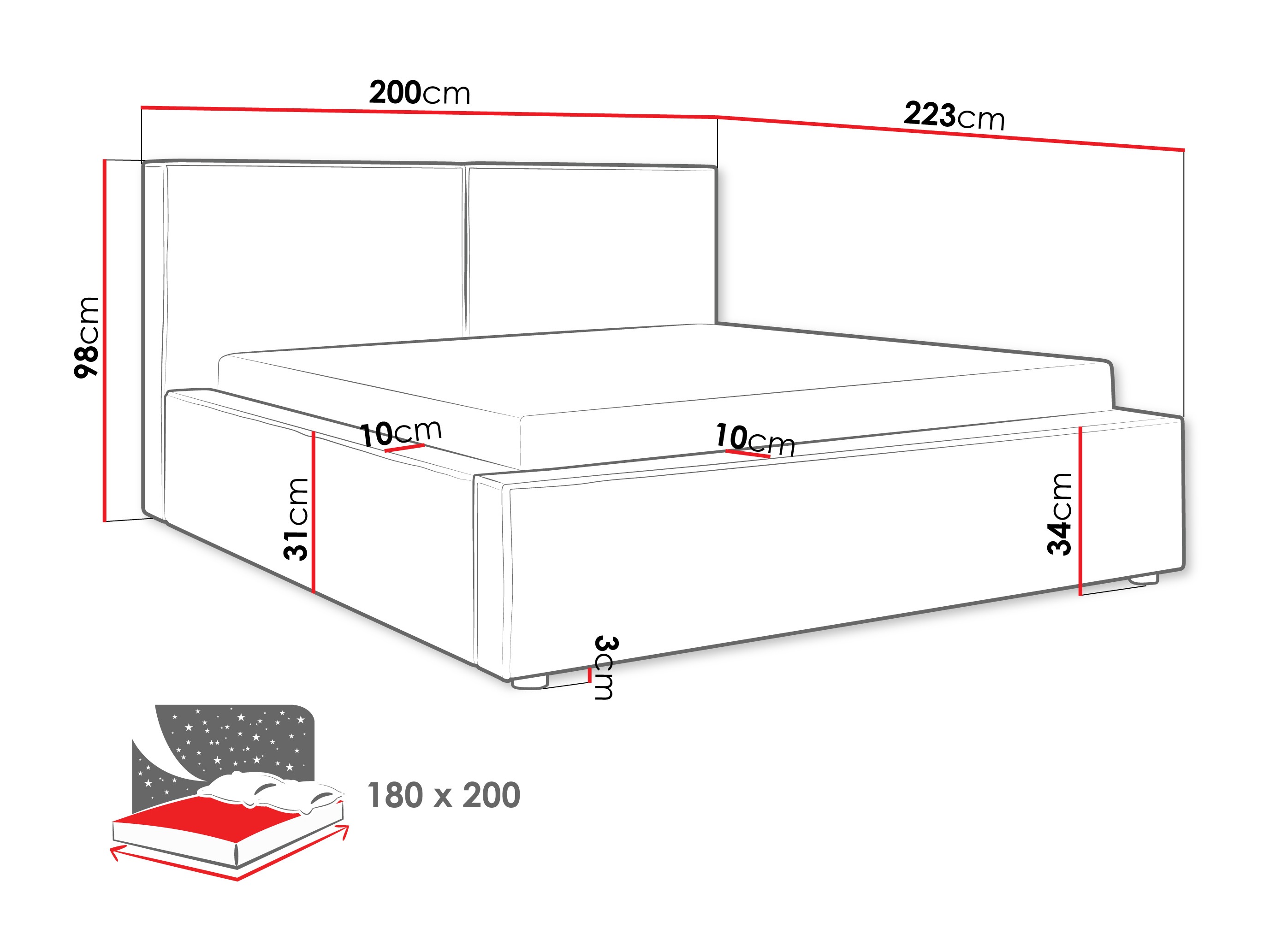 Bed TrendyNest Pelagia (Coral 50)