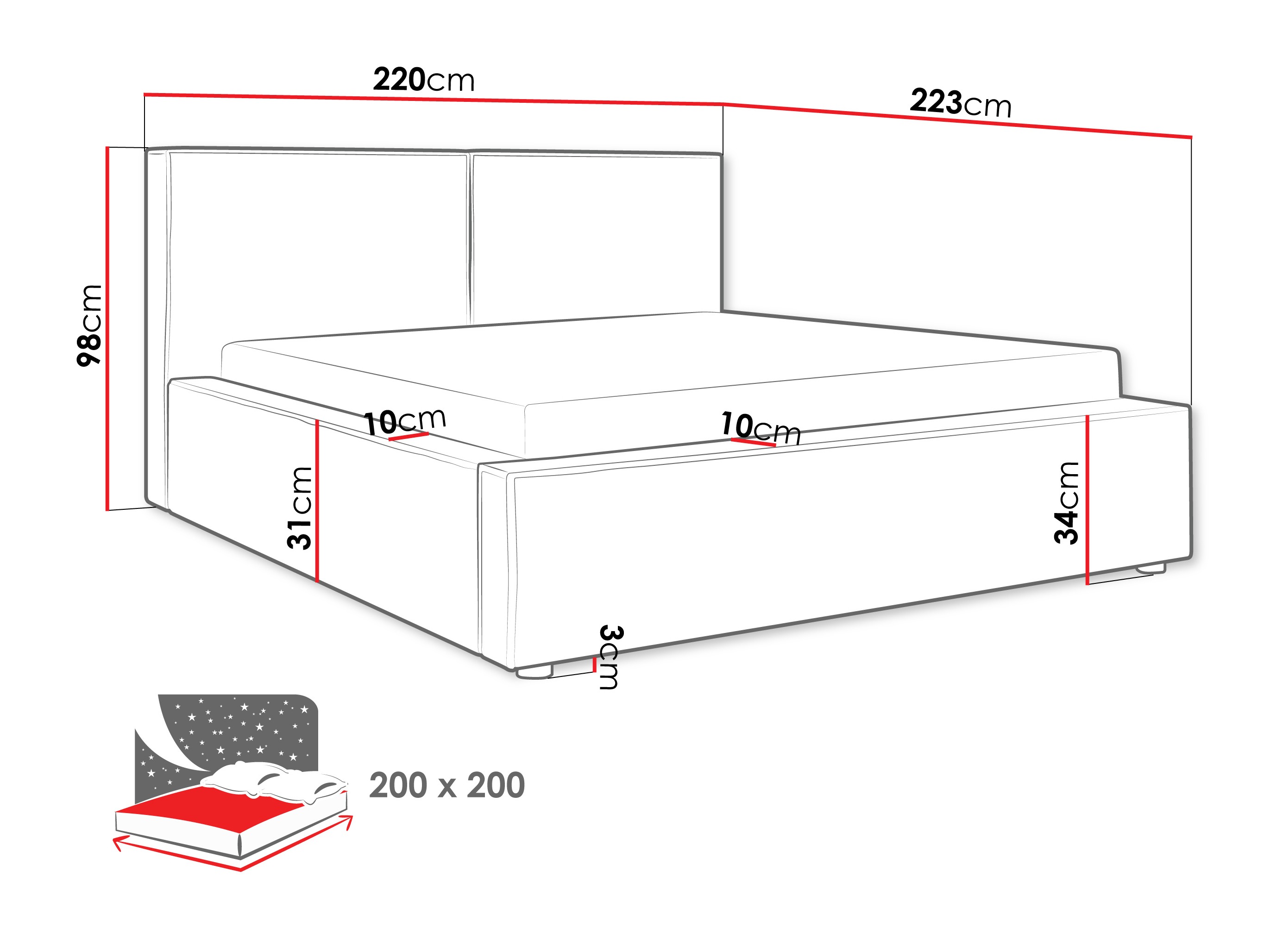 Bed TrendyNest Pelagia (Coral 50)