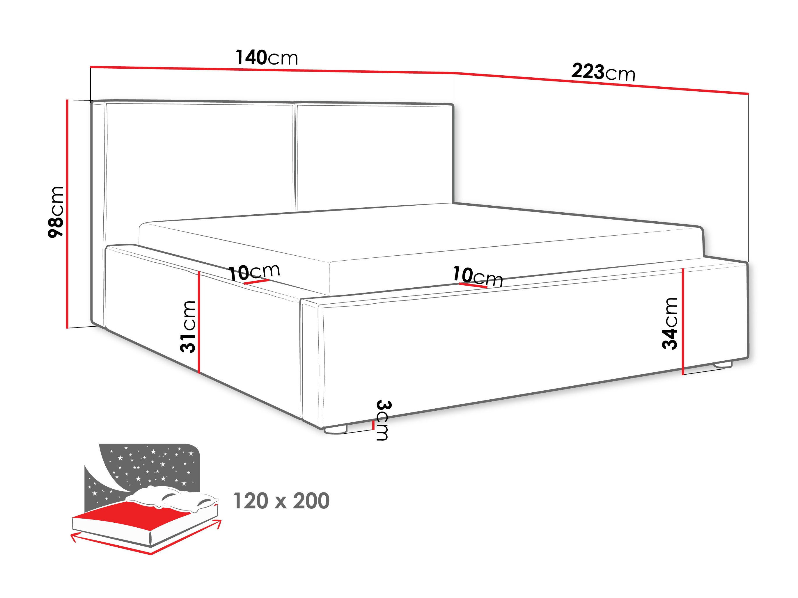 Bed TrendyNest Pelagia (Coral 55)