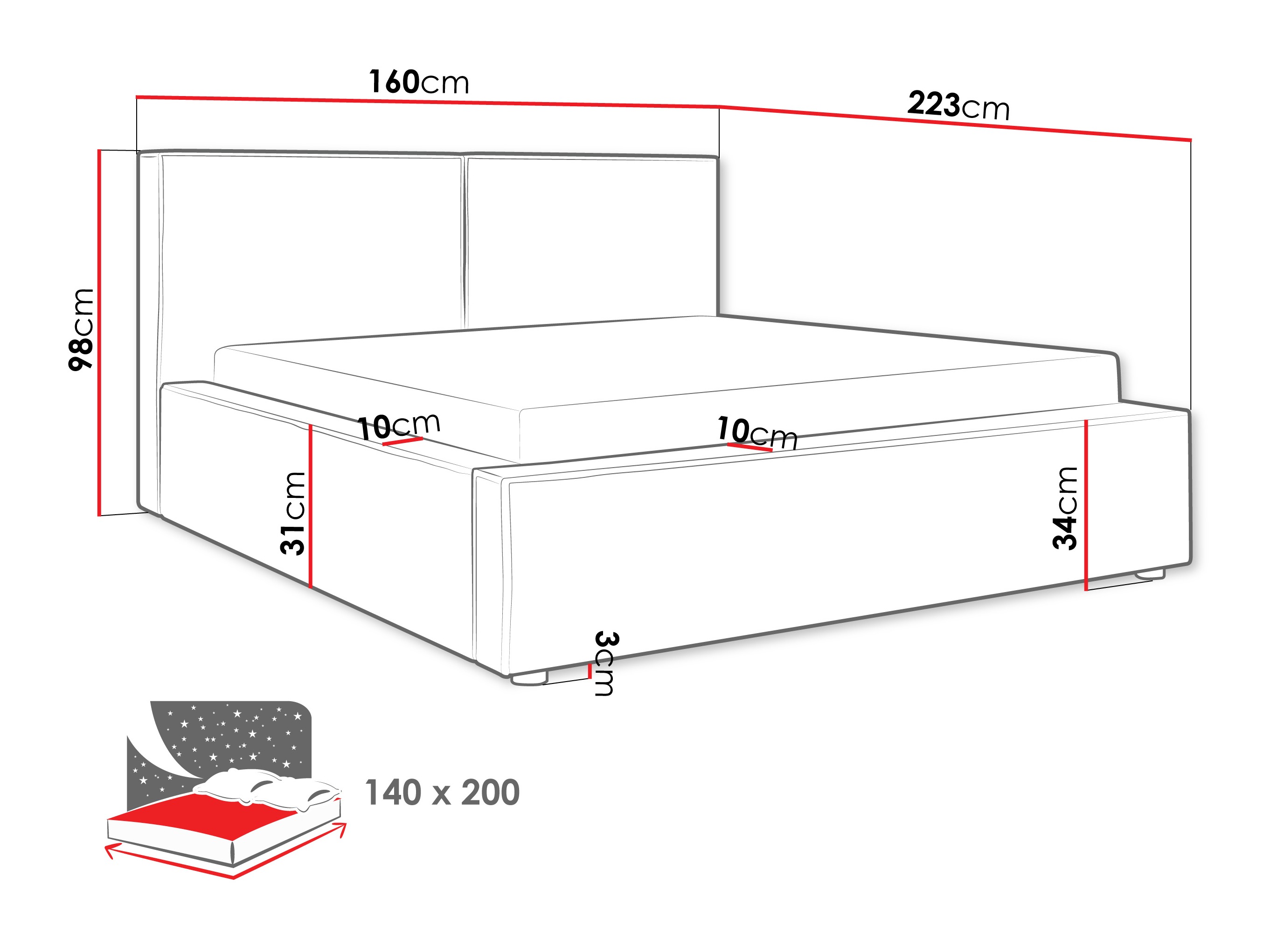 Bed TrendyNest Pelagia (Coral 55)