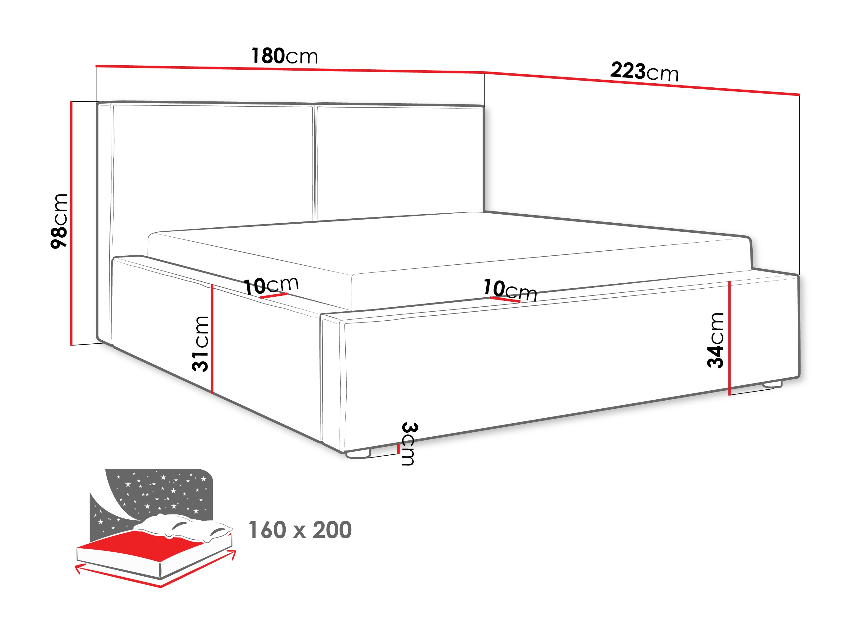 Bed TrendyNest Pelagia (Coral 65)
