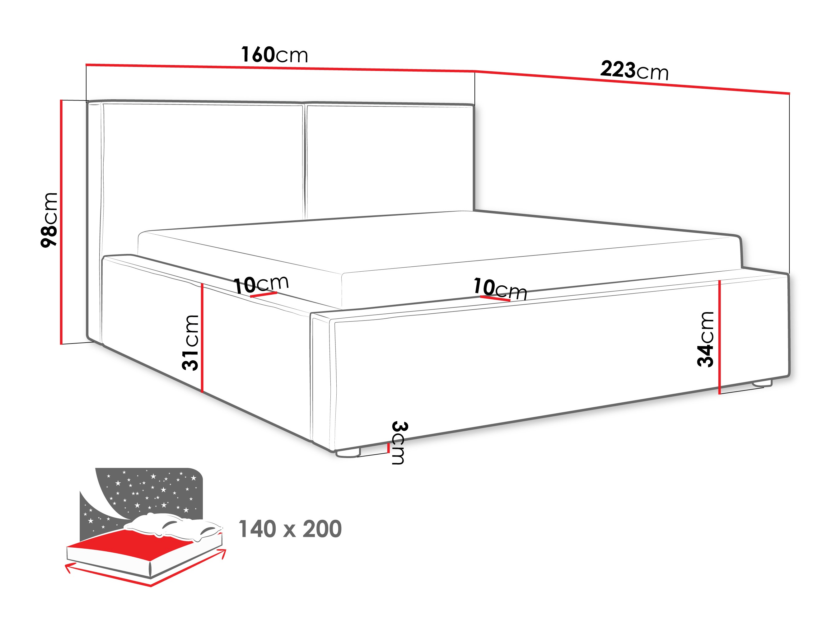 Bed TrendyNest Pelagia (Coral 80)