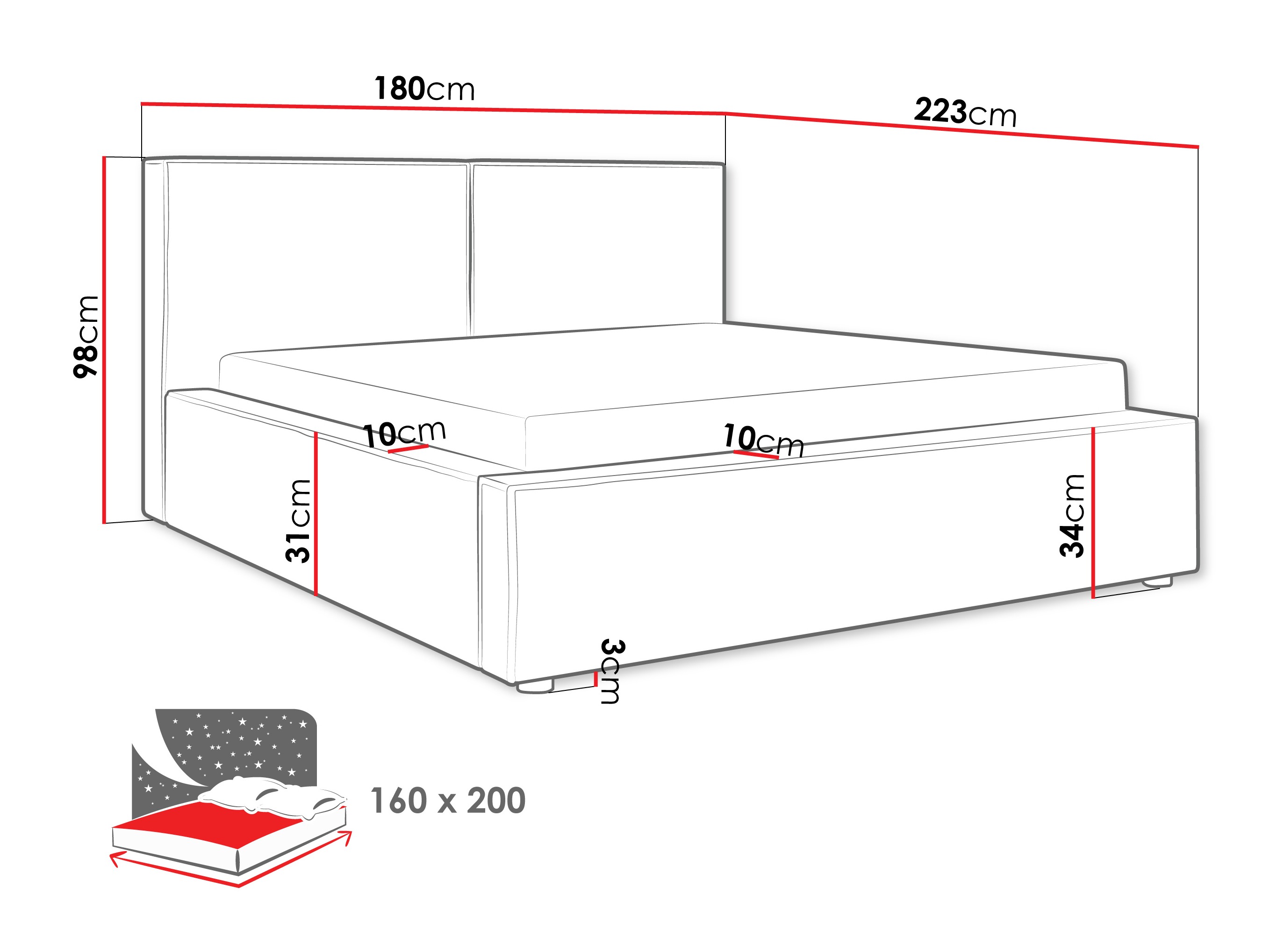 Bed TrendyNest Pelagia (Coral 80)