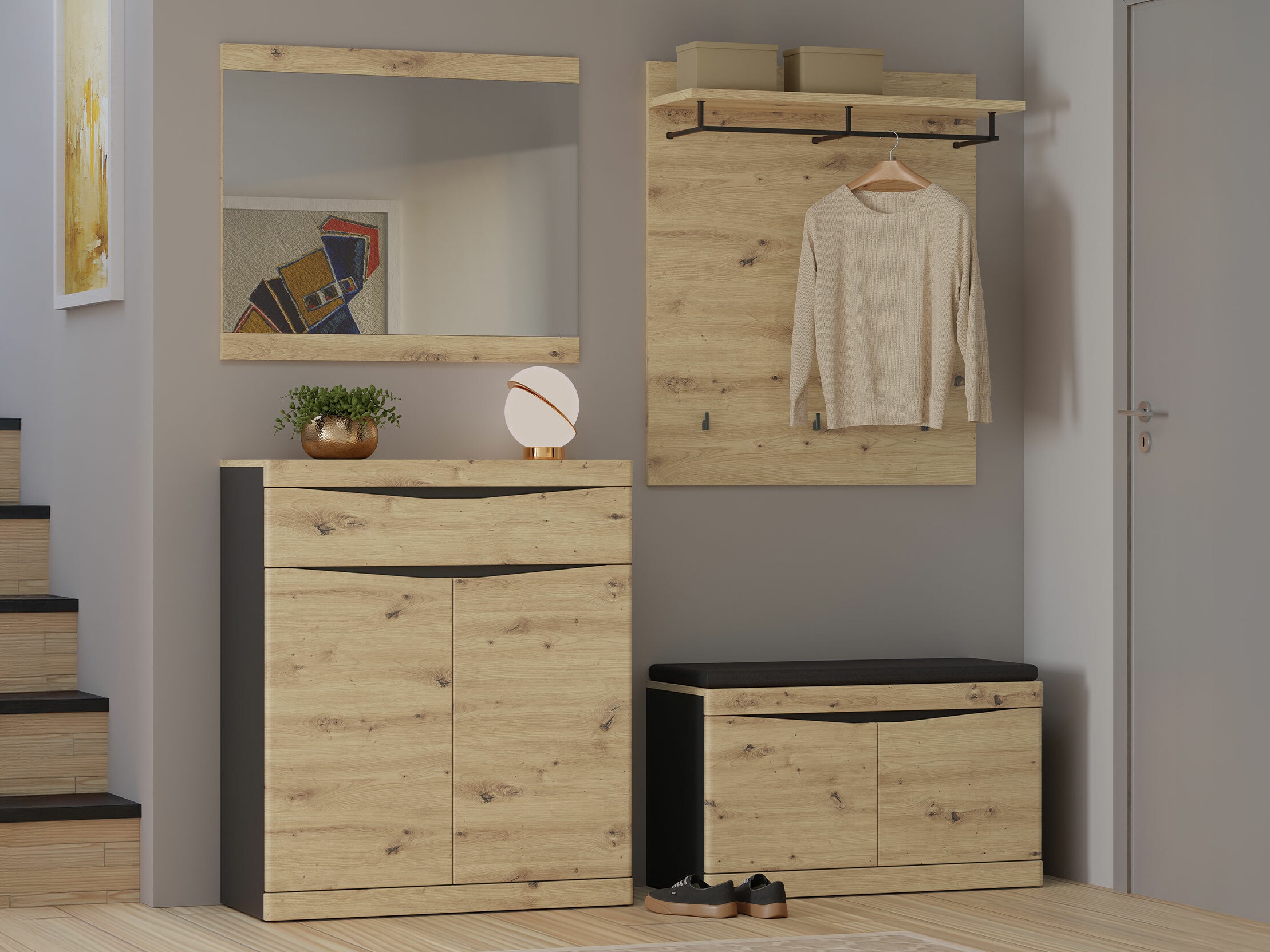 Hallway set Venlori 119 (Artisan oak + Anthracite)