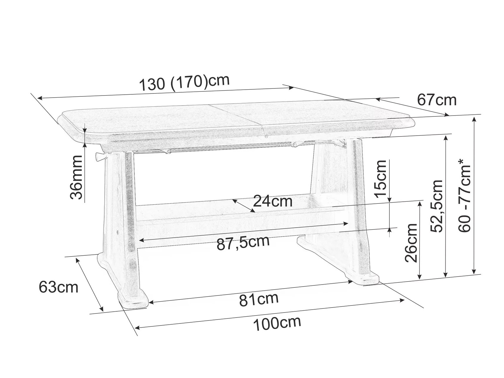 Transforming coffee table Detroit 811 (Sonoma oak)