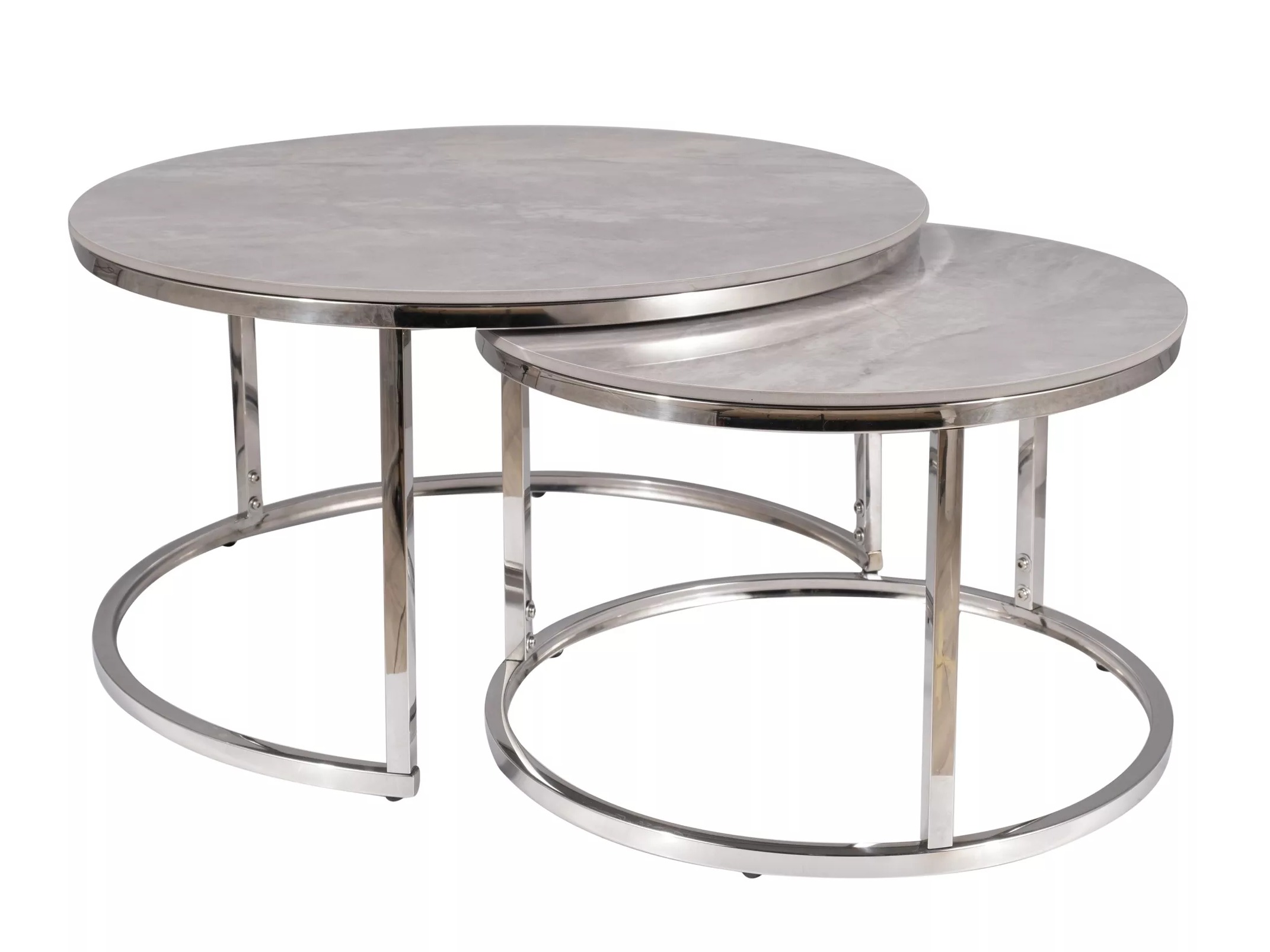 Coffee table set Detroit 676 (Grey marble + Silver)