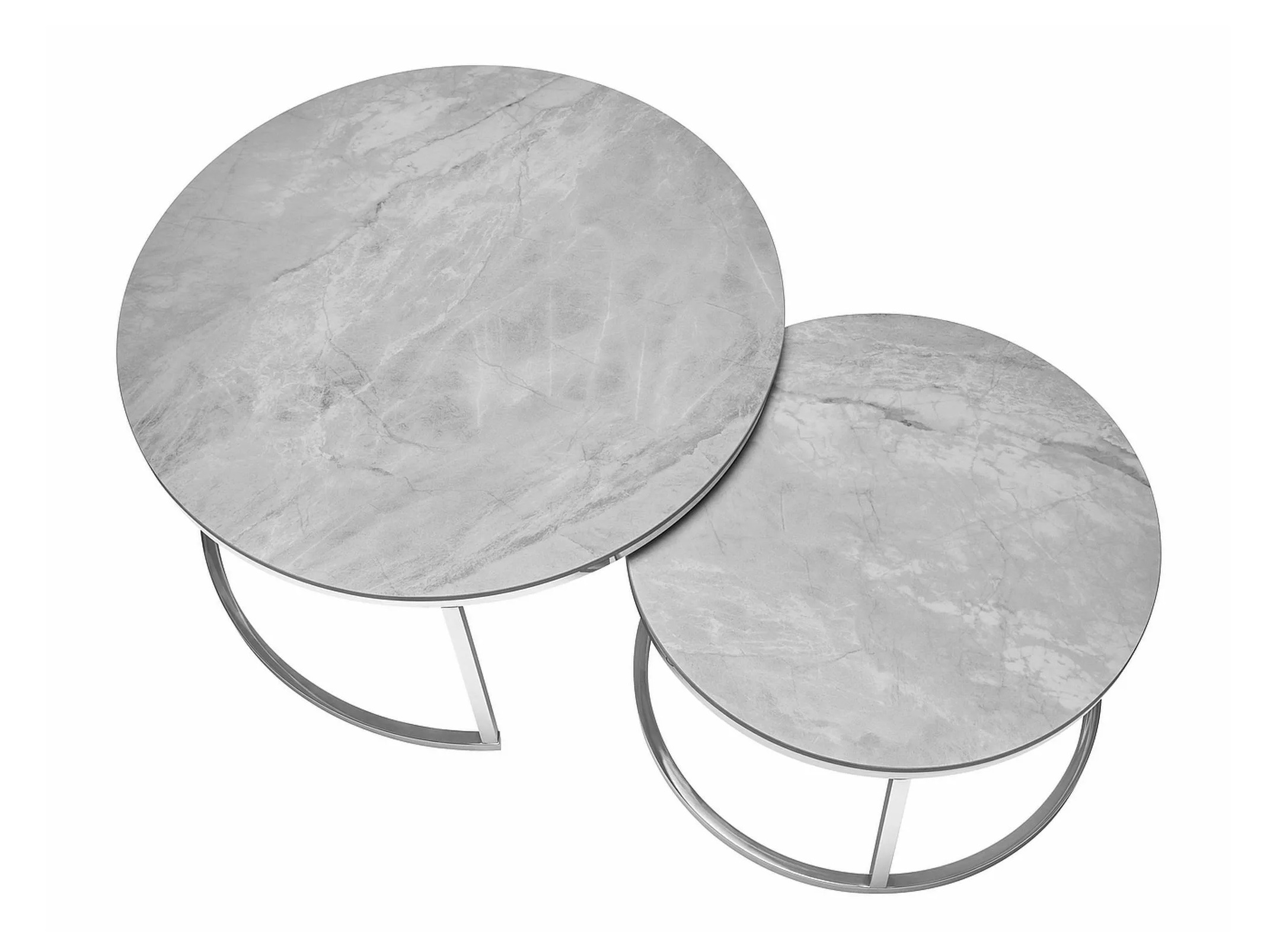 Coffee table set Detroit 676 (Grey marble + Silver)