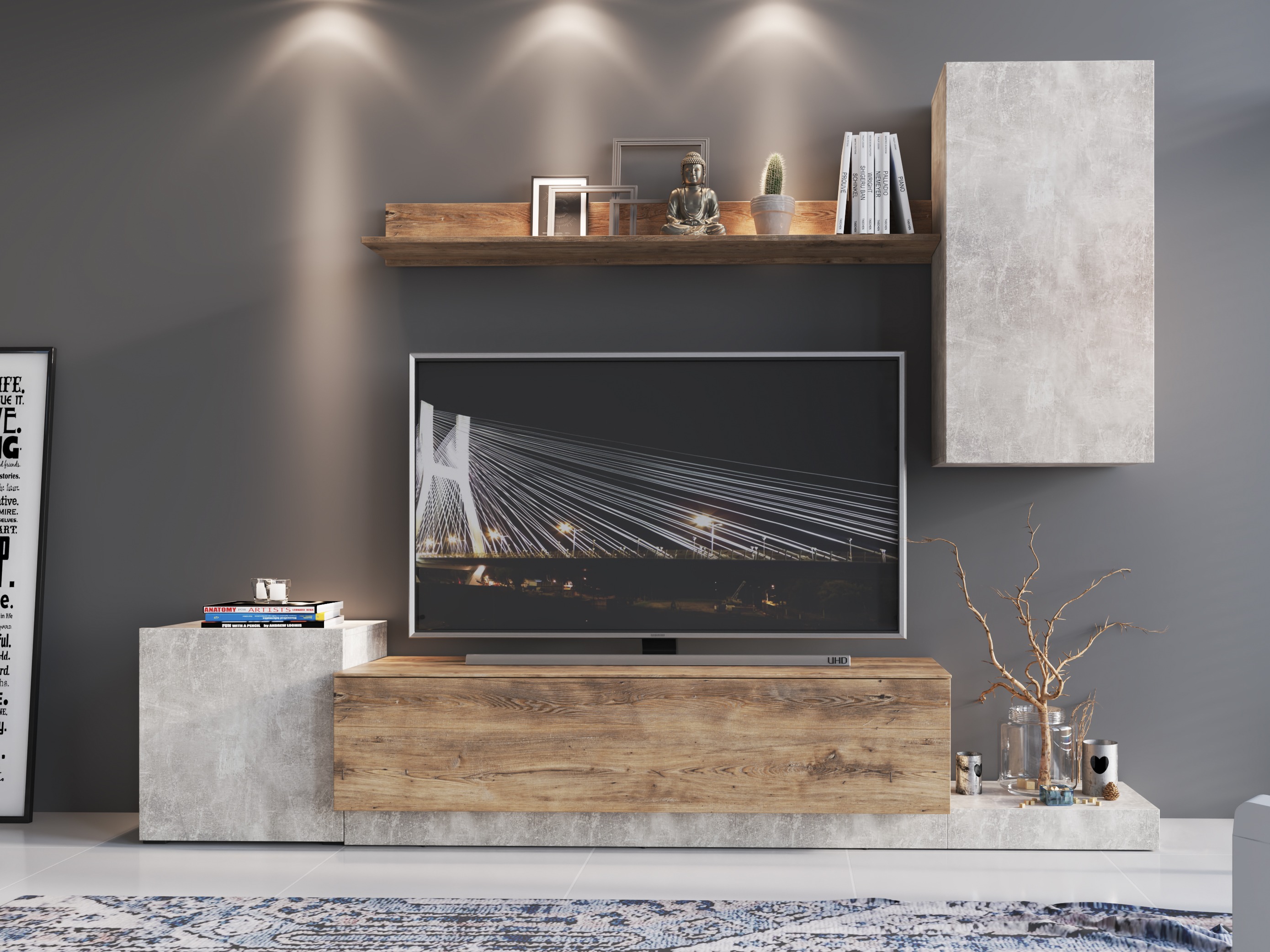 Living room set Ontario 158 (Light grey + Chestnut)