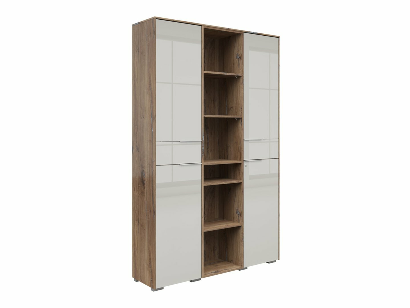 Bookcase Tentoru 107 (Glossy grey + Dark Flagstaf oak)