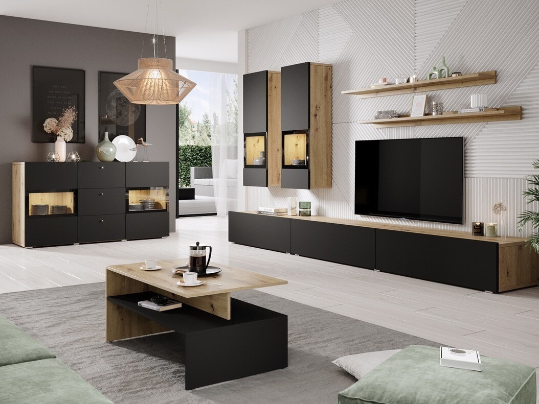Living room set Serodeu 100 (Artisan oak + Matt black)