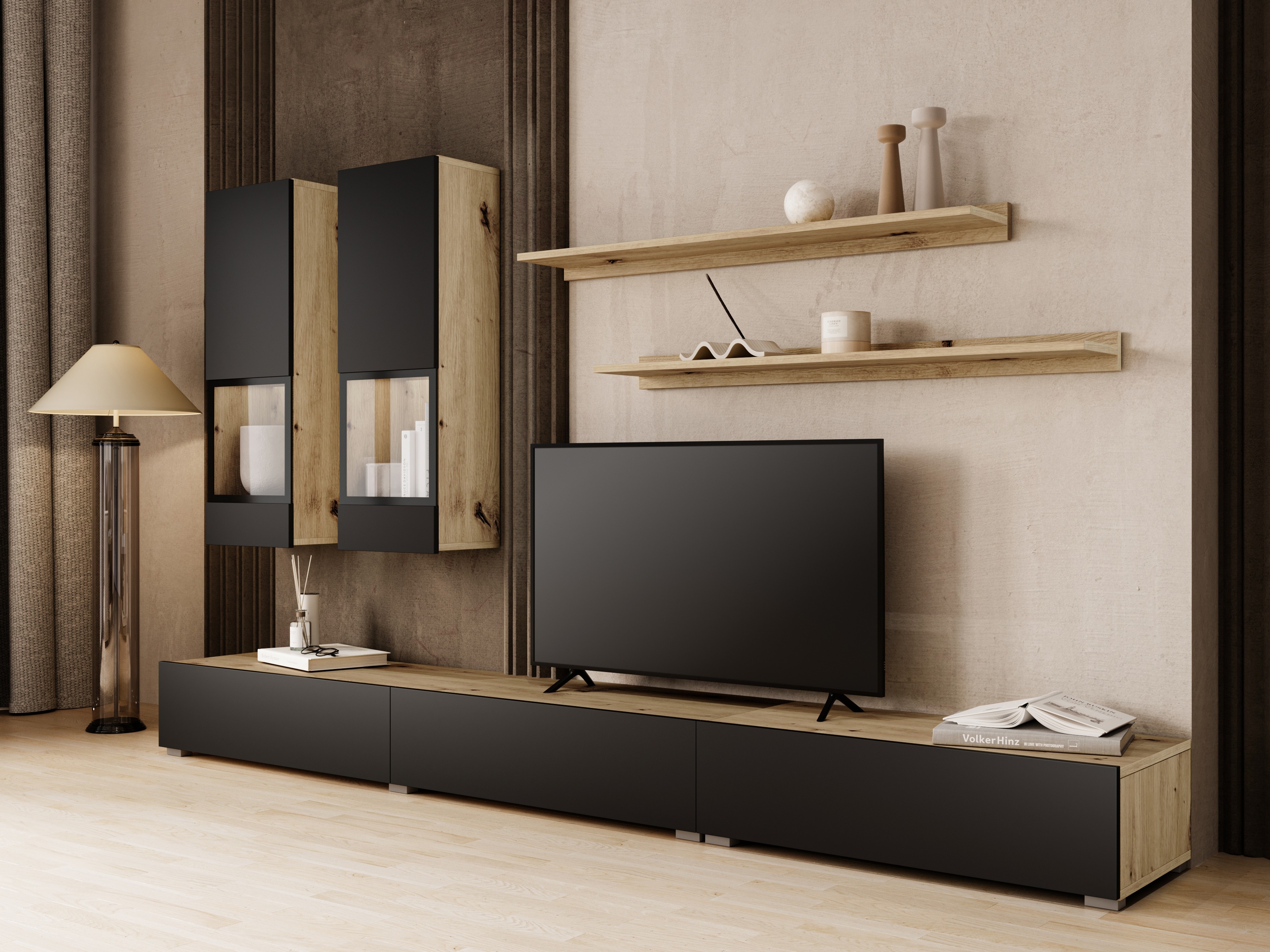 Living room set Serodeu 100 (Artisan oak + Matte black)