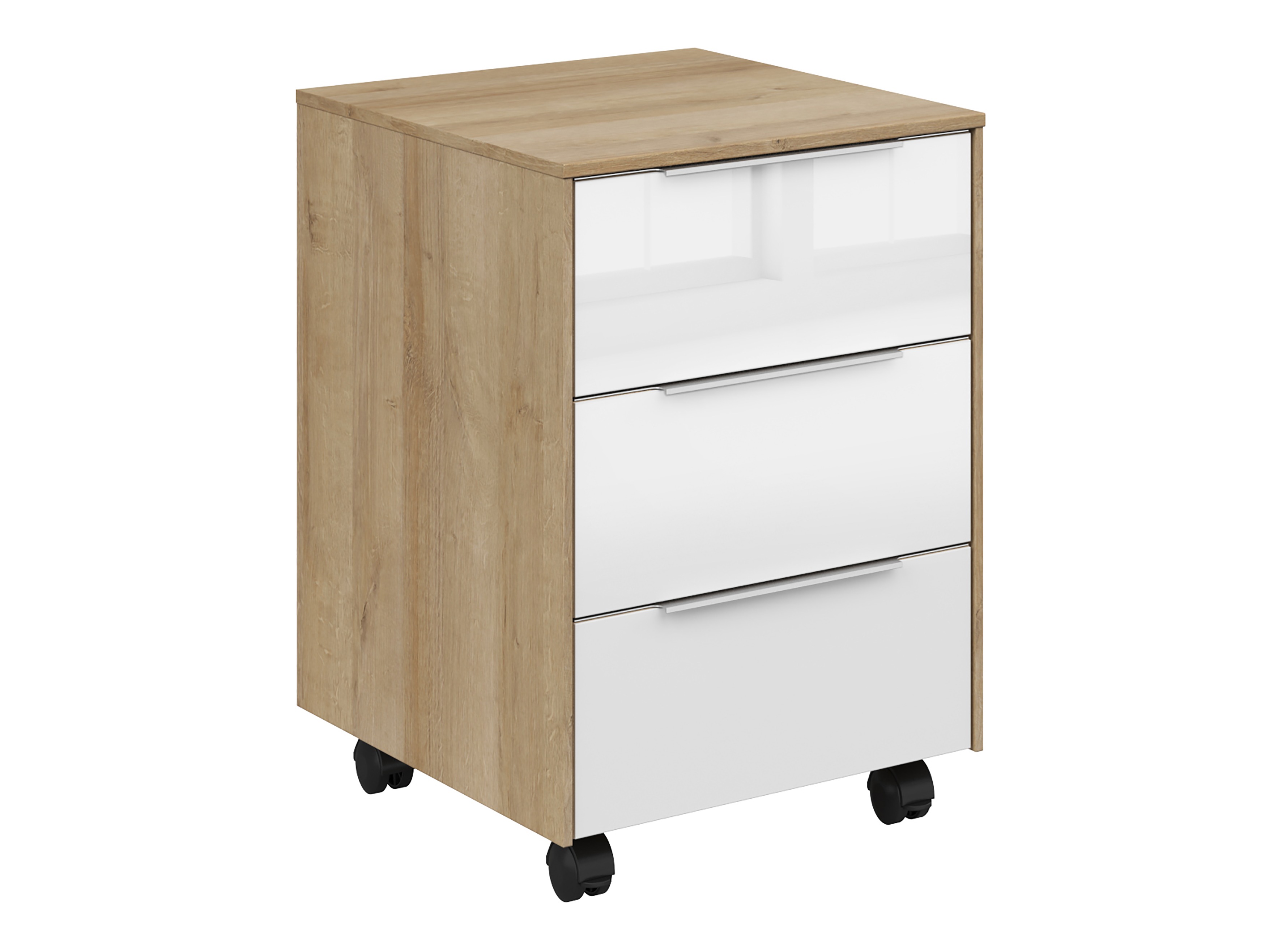 Under-desk pedestal Tentoru 108 (Riviera oak + Glossy white)