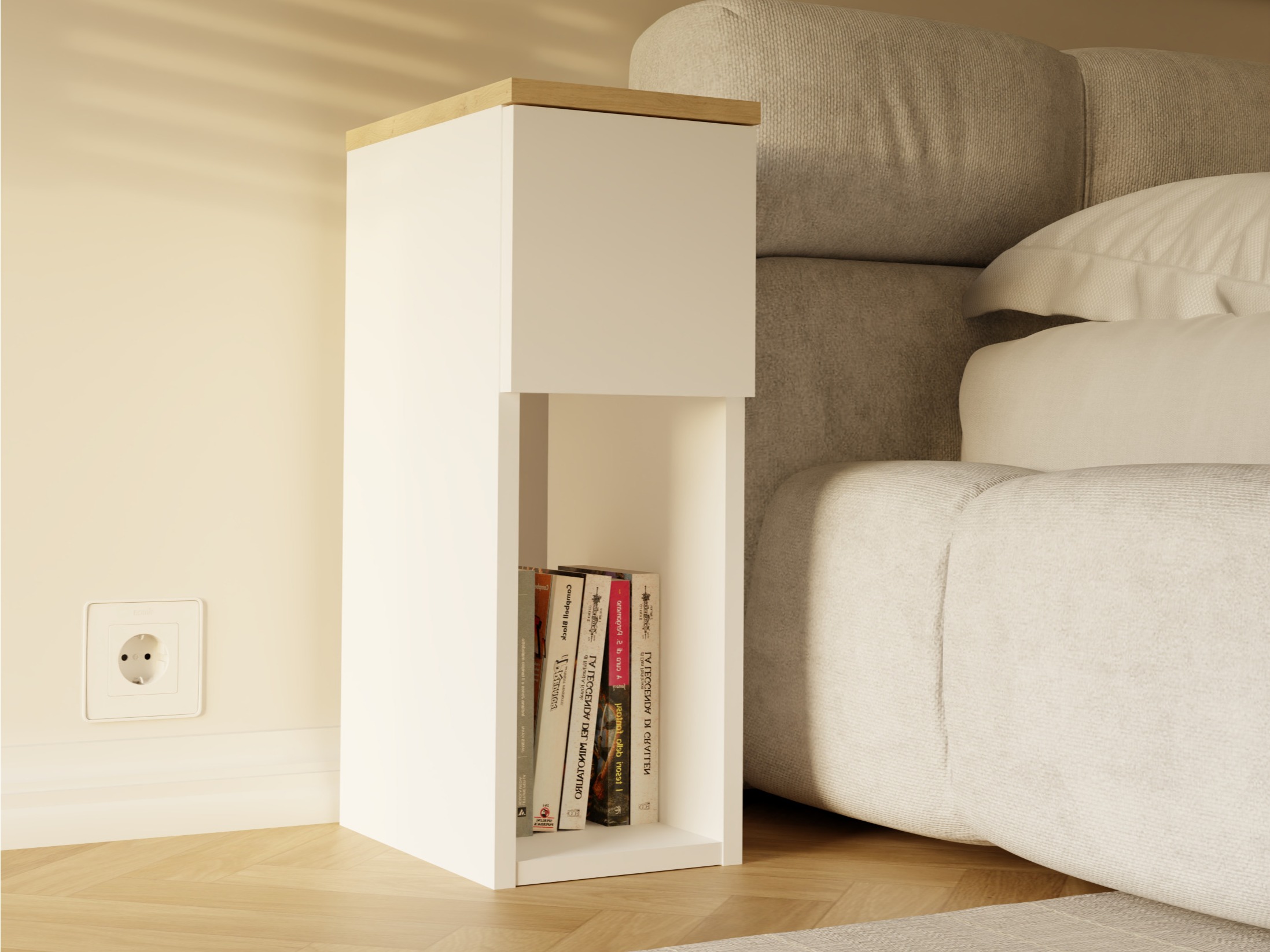 Bedside table Mandeville 304 (White + Artisan oak)