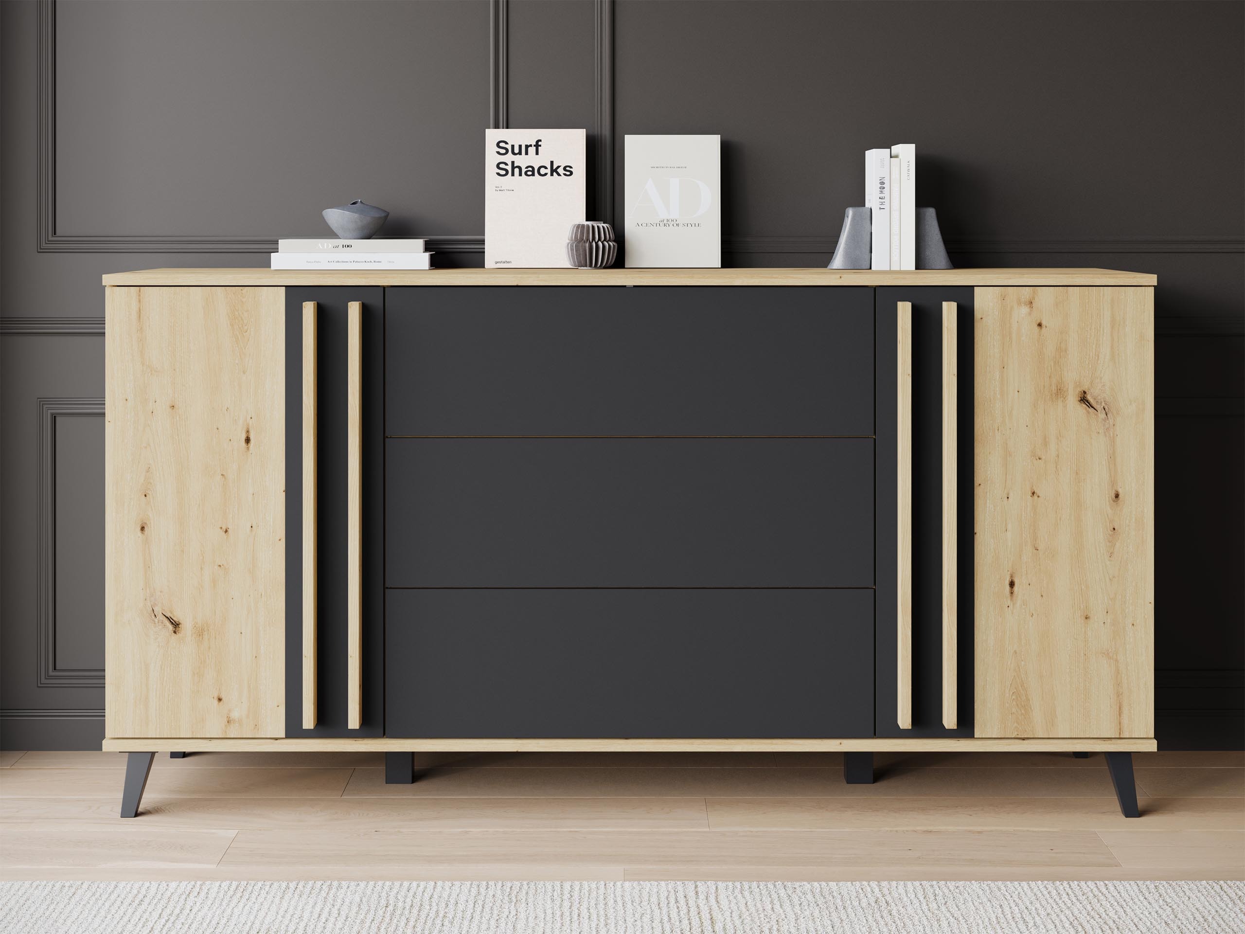 Chest of drawers Facetor (Artisan oak + Graphite)