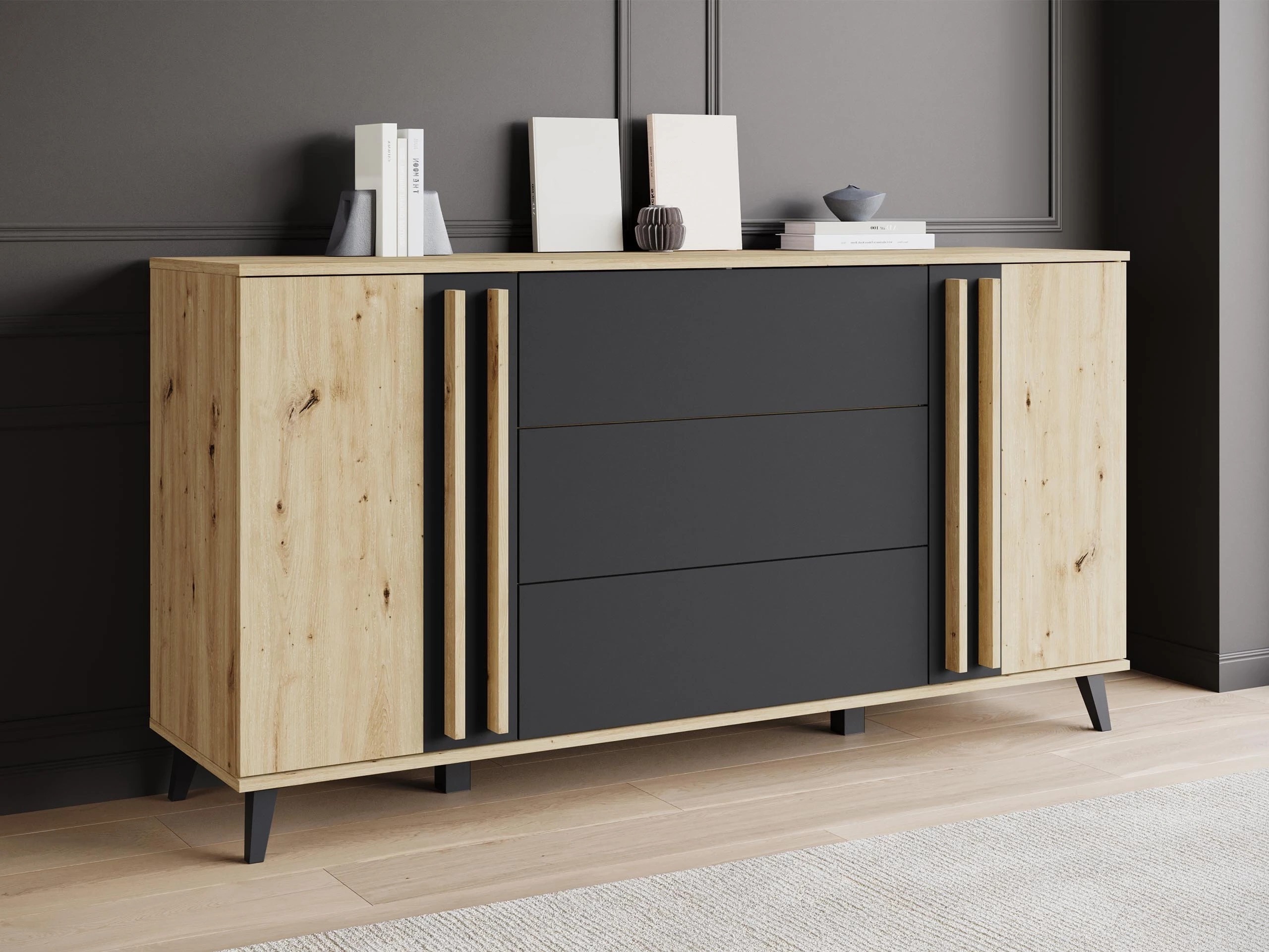 Chest of drawers Facetor (Artisan oak + Graphite)