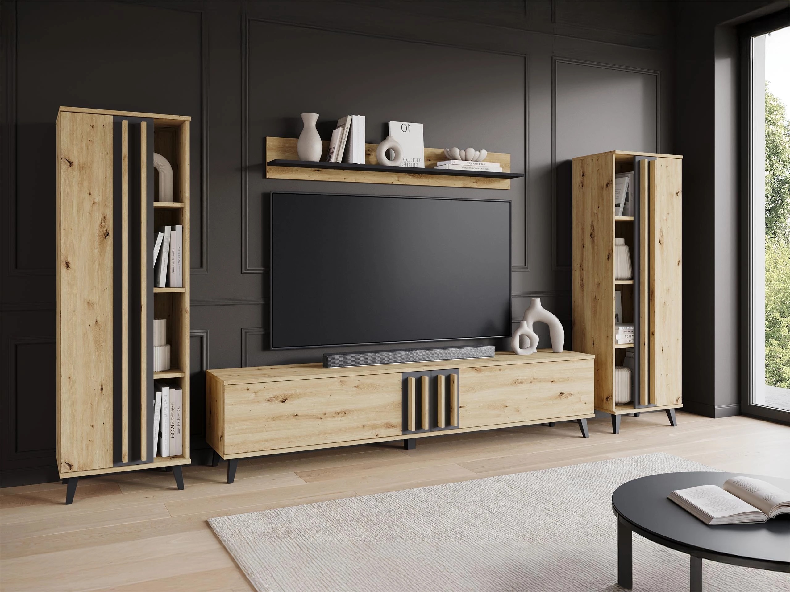 Living room set Facetor (Artisan oak + Graphite)