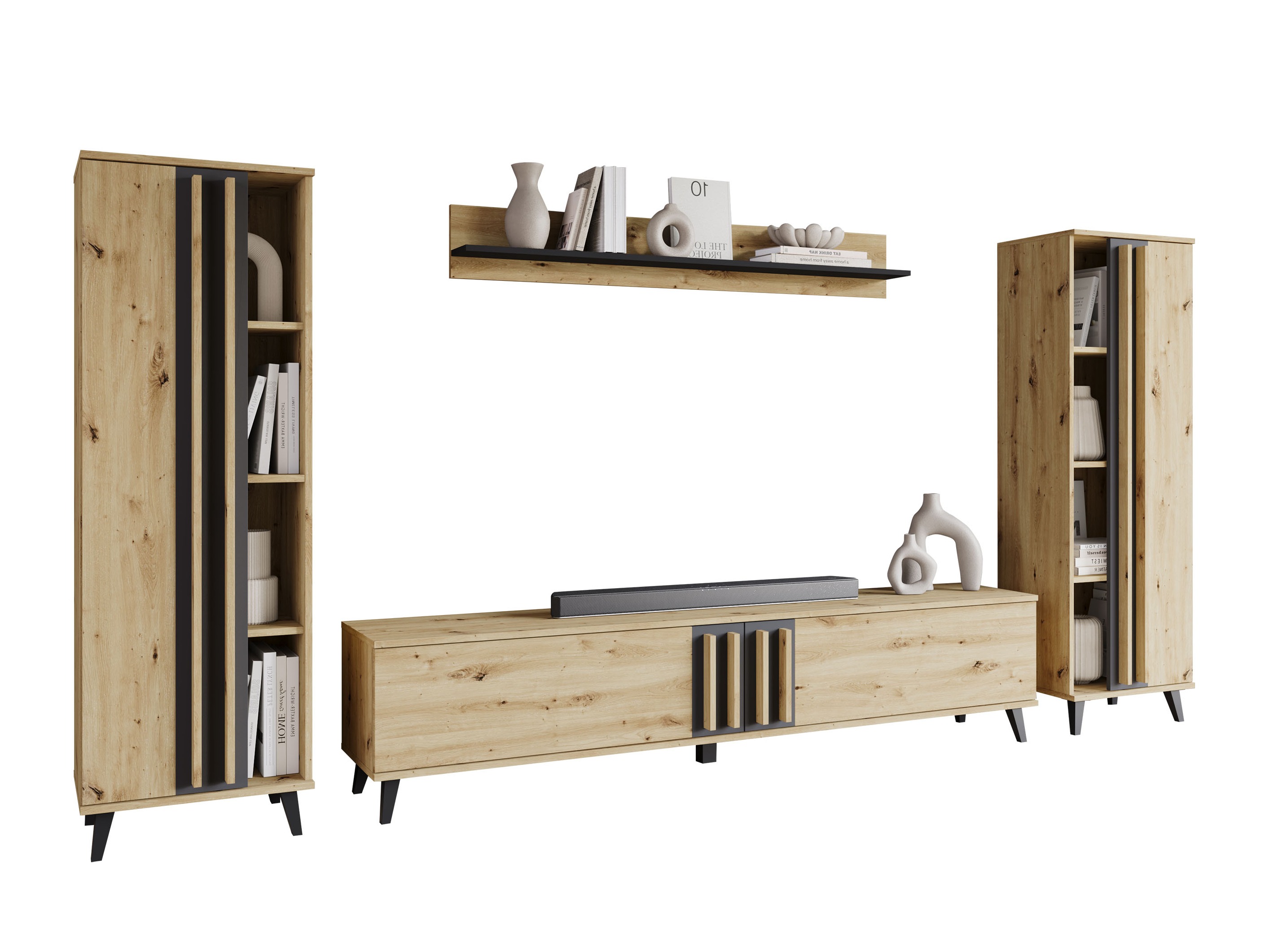 Living room set Facetor (Artisan oak + Graphite)