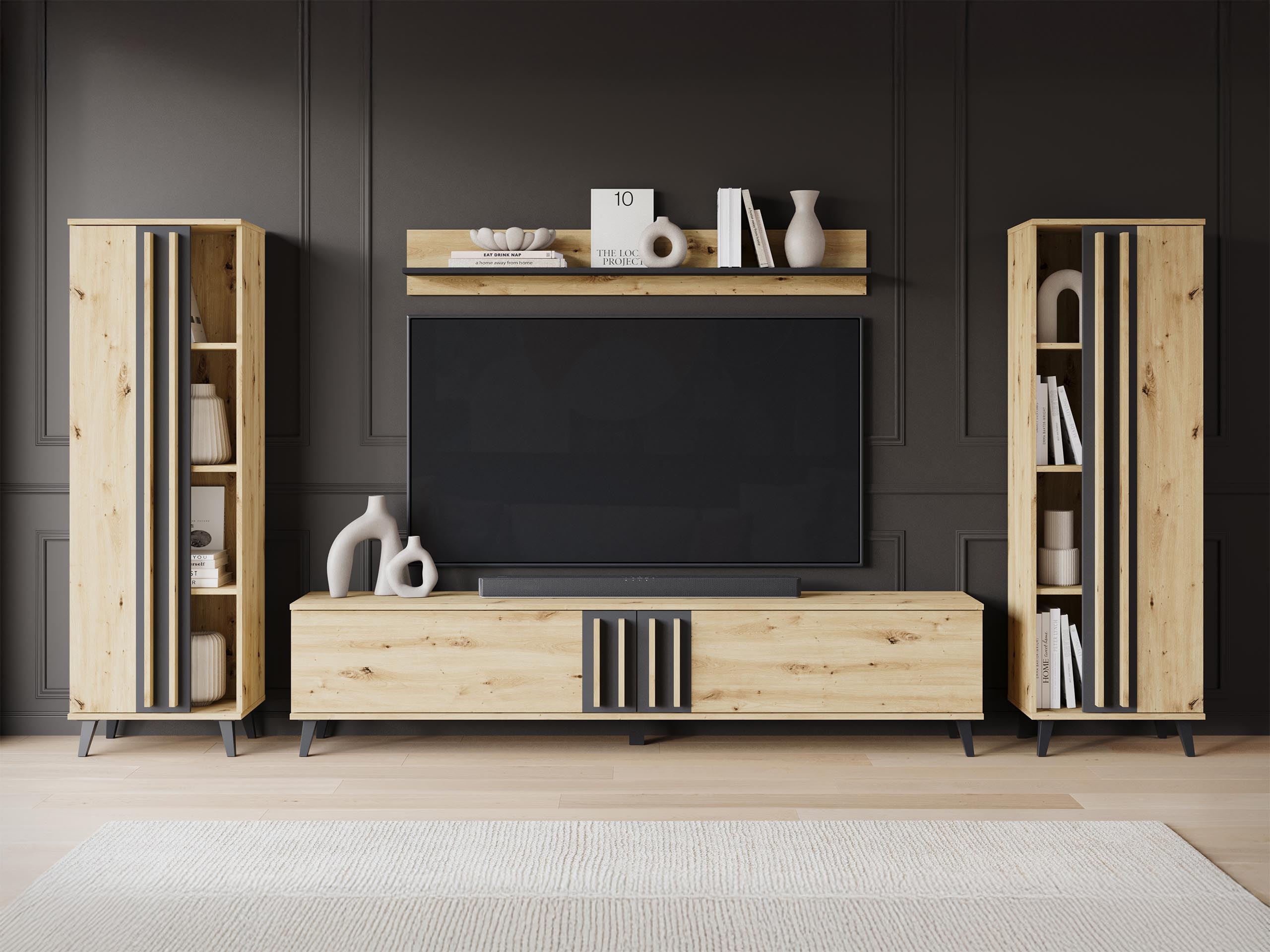 Living room set Facetor (Artisan oak + Graphite)