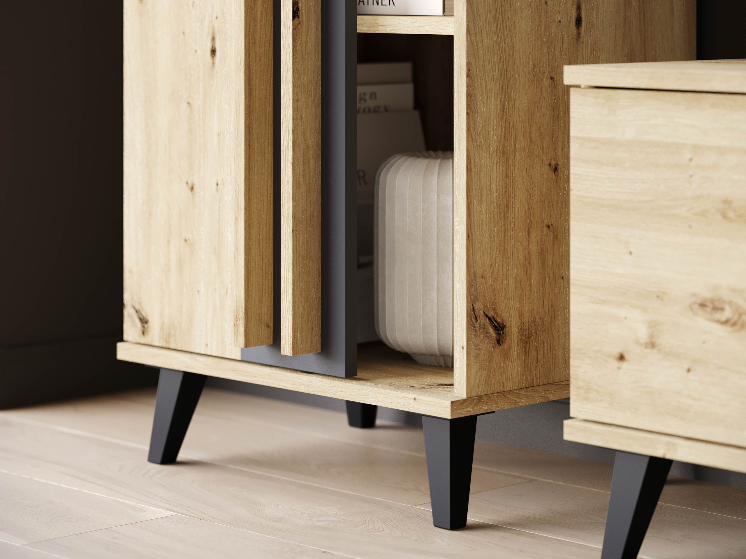 Living room set Facetor (Artisan oak + Graphite)