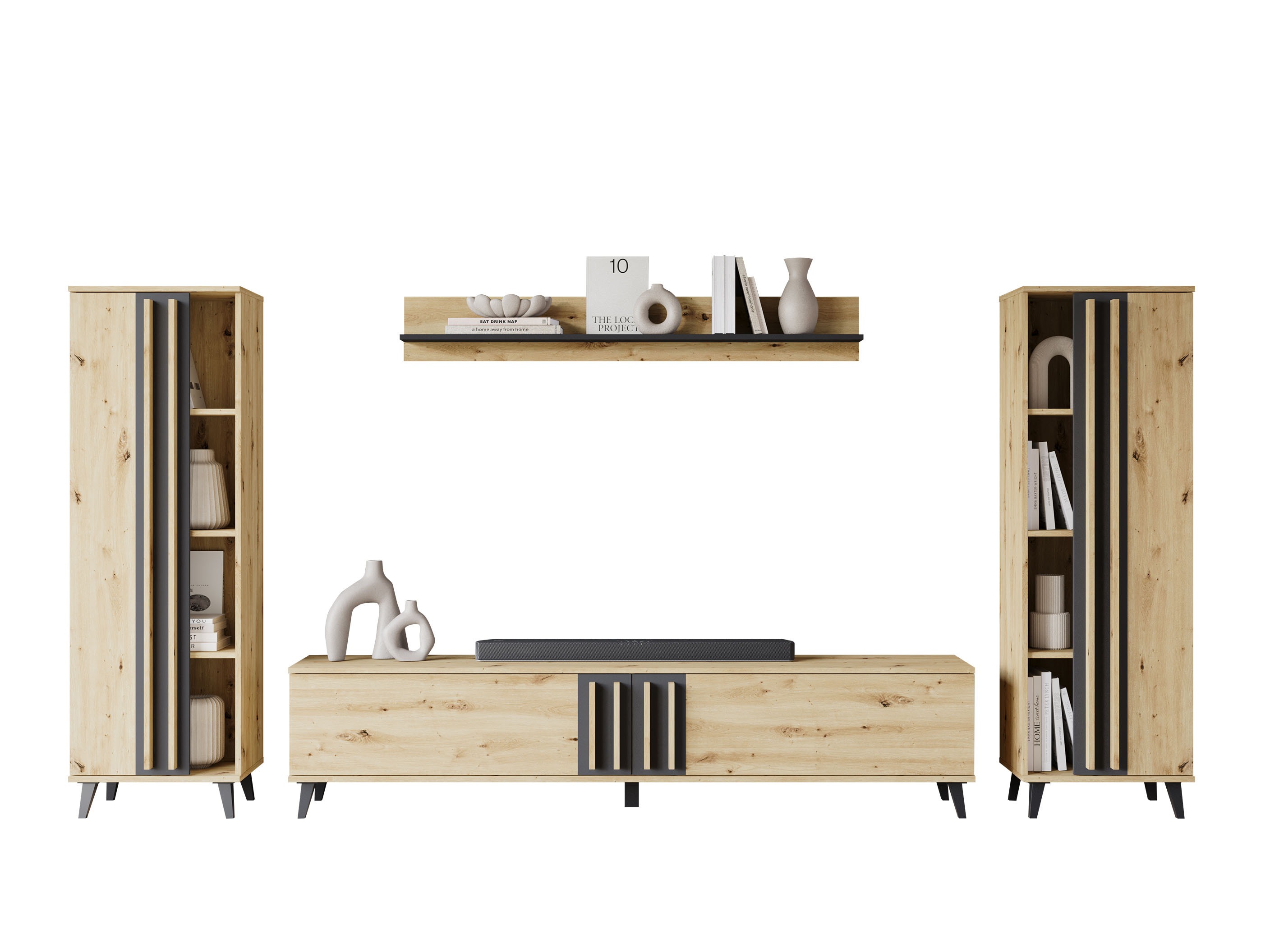 Living room set Facetor (Artisan oak + Graphite)