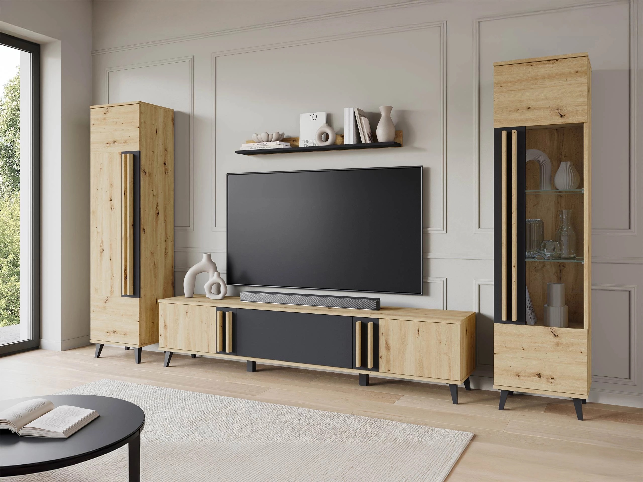 Living room set Facetor II (Artisan oak + Graphite)