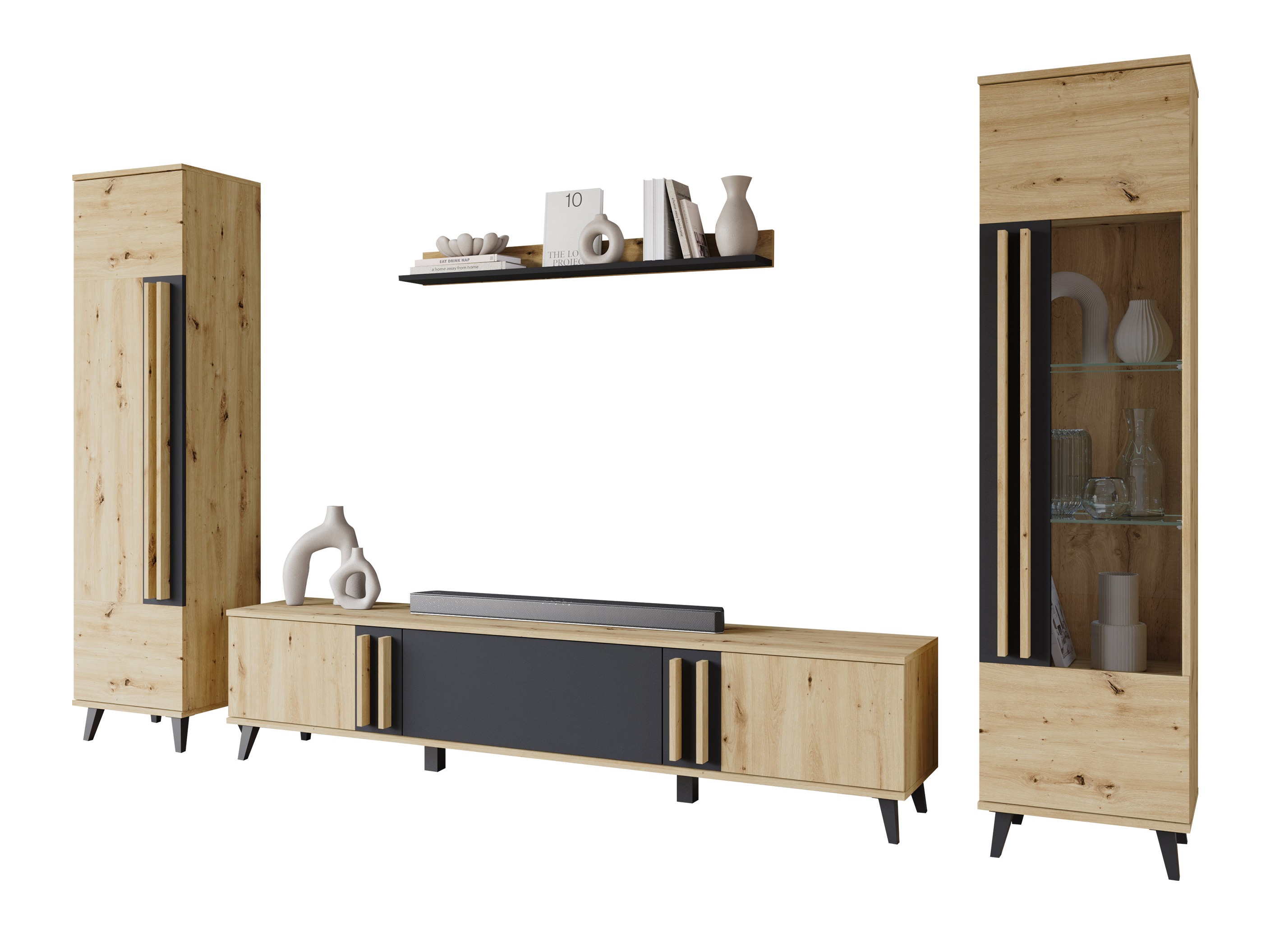 Living room set Facetor II (Artisan oak + Graphite)