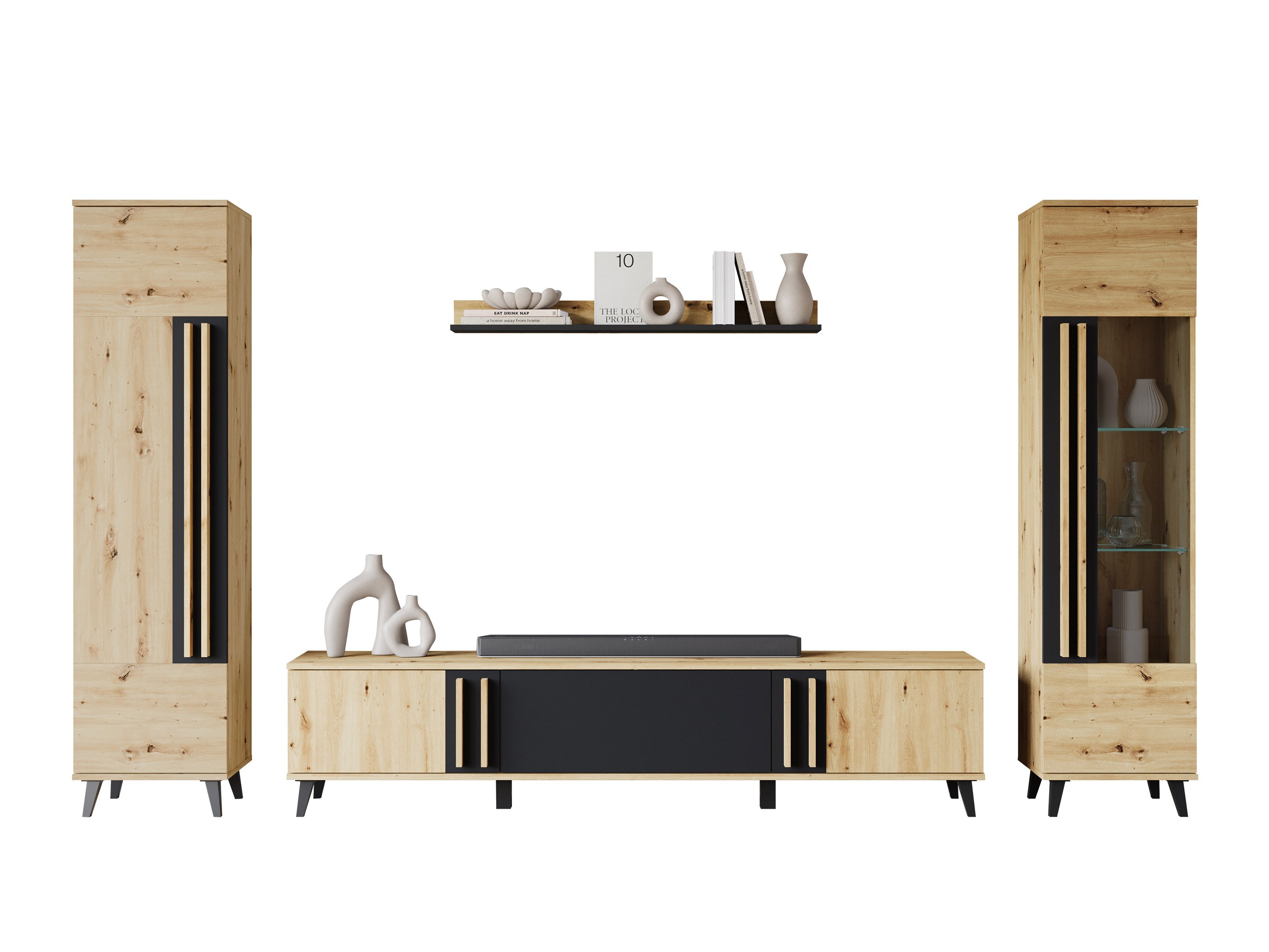 Living room set Facetor II (Artisan oak + Graphite)