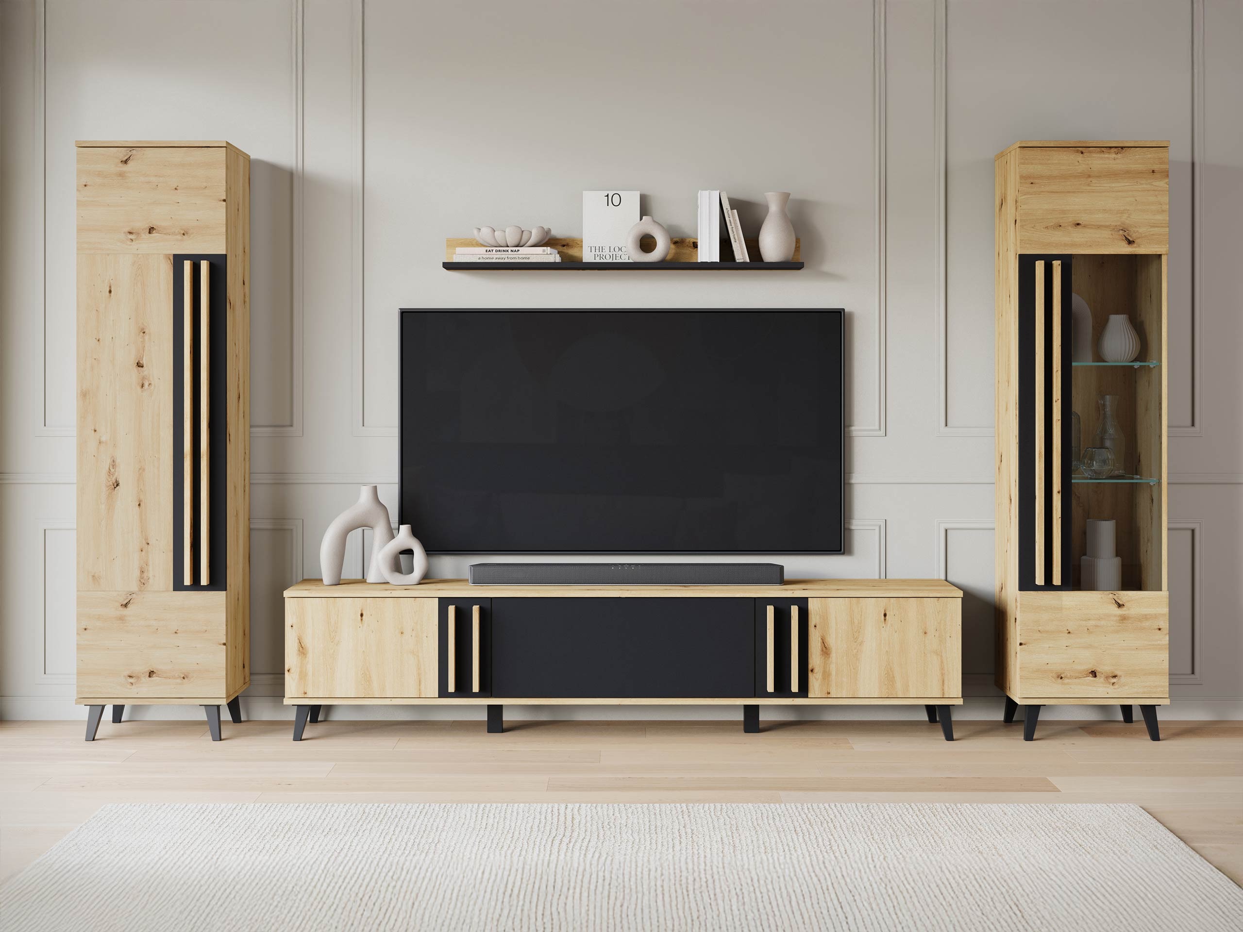 Living room set Facetor II (Artisan oak + Graphite)