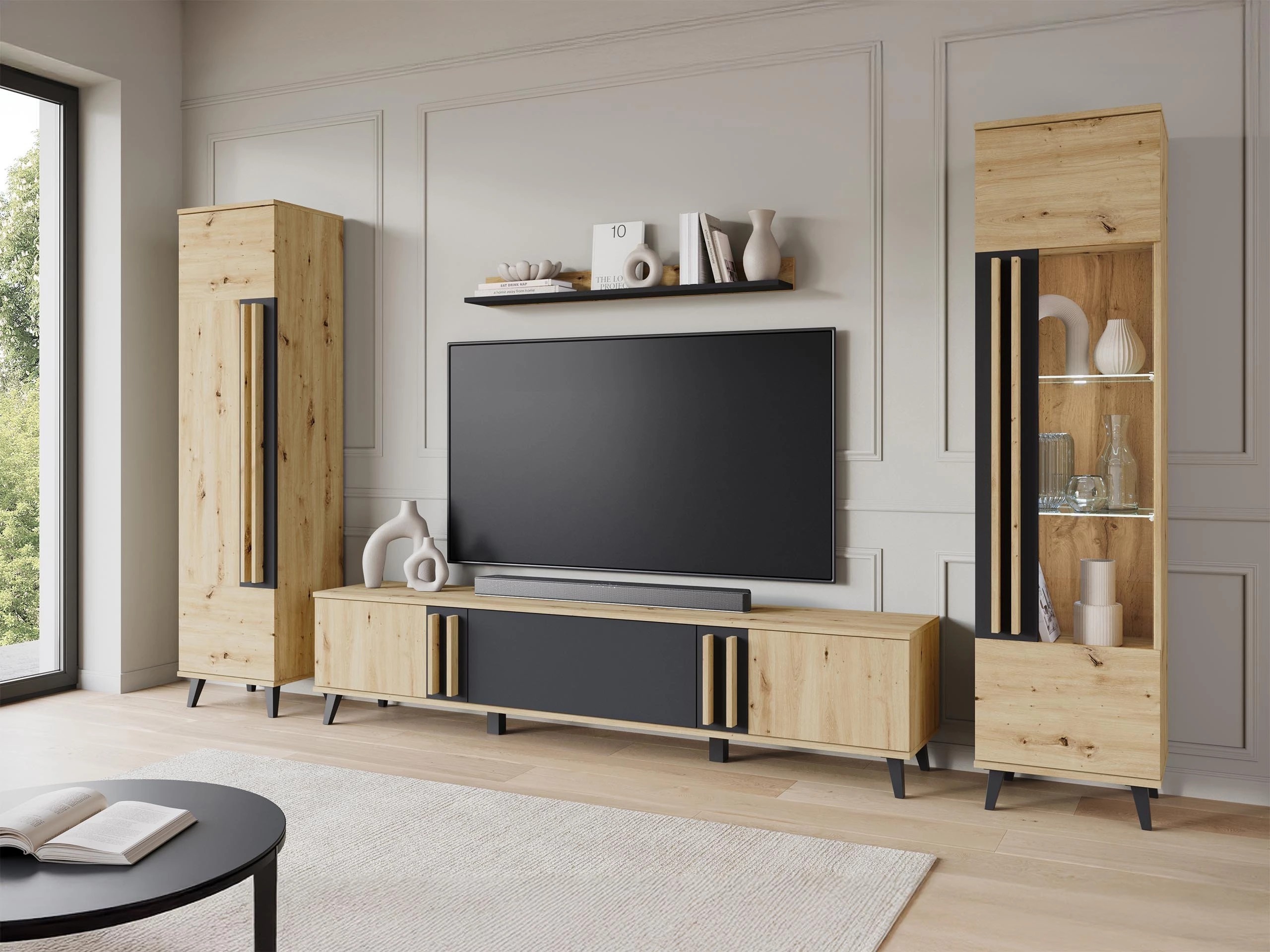 Living room set Facetor II (Artisan oak + Graphite)